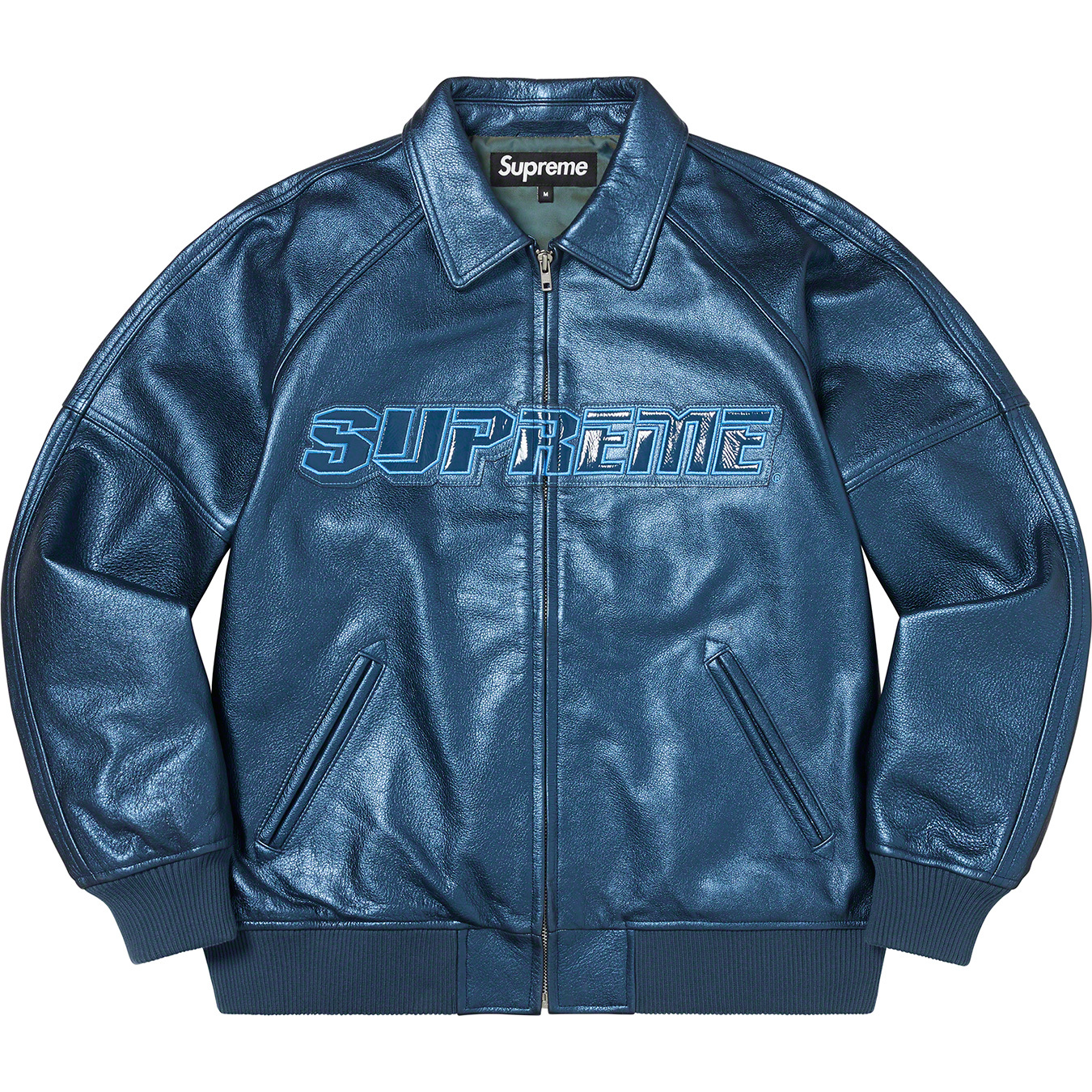 Silver Surfer Leather Varsity Jacket | Supreme 22ss