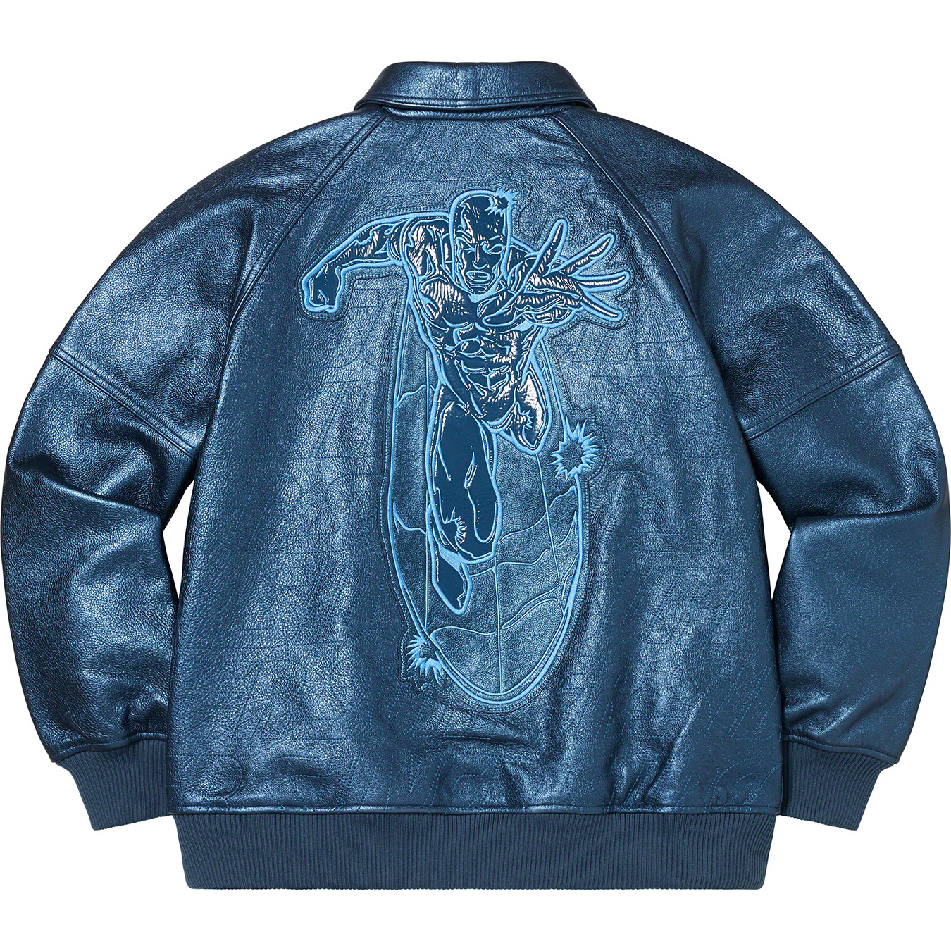 Supreme Silver Surfer Leather Varsity Jacket