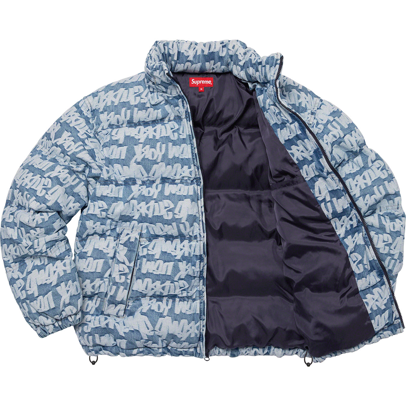 Supreme Fat Tip Jacquard Denim Puffer Jacket