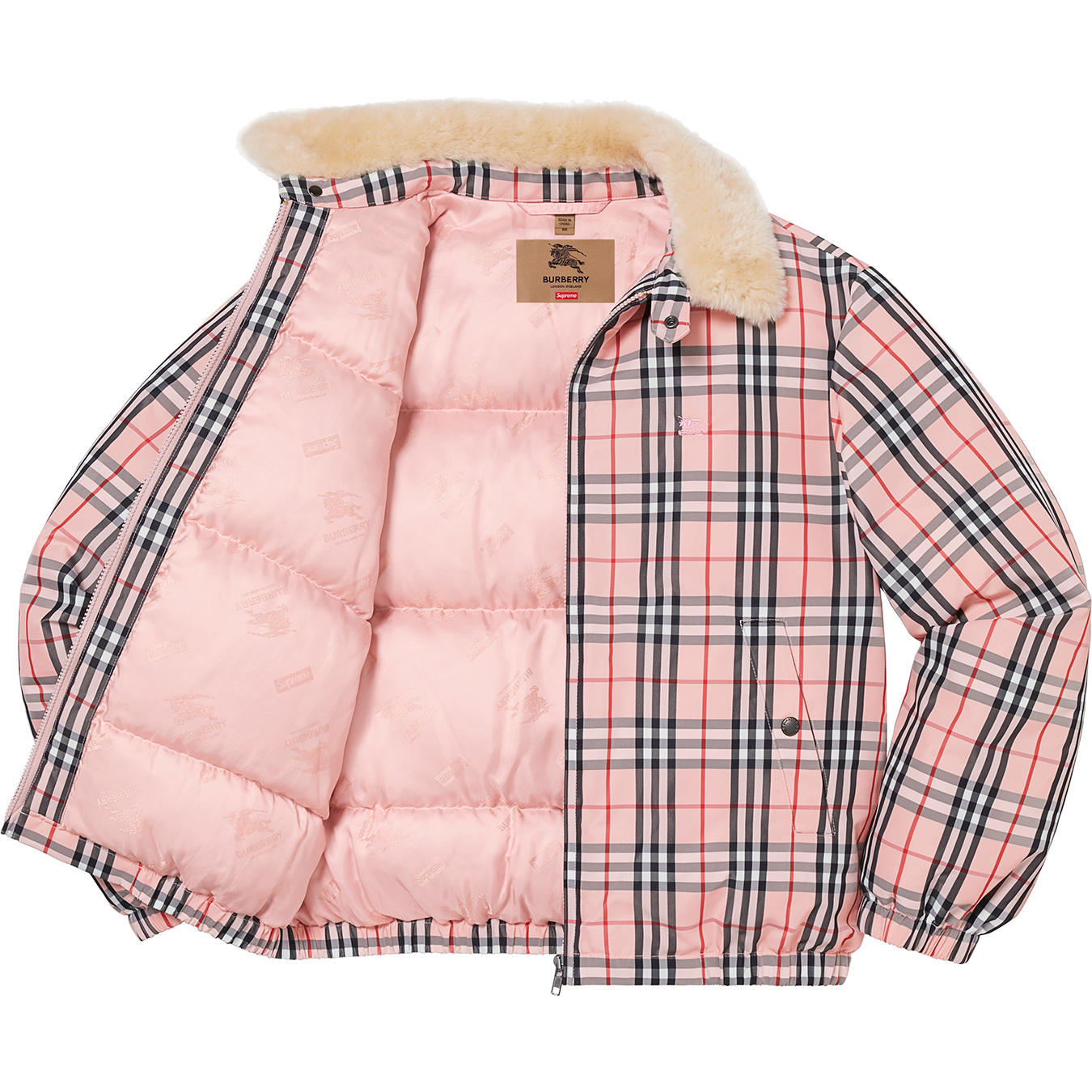 Supreme®/Burberry® Shearling Collar Down Puffer Jacket | Supreme 22ss