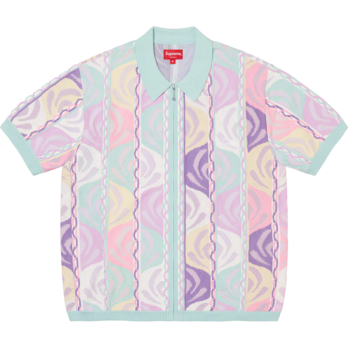 Supreme Abstract Textured Zip Up Polo