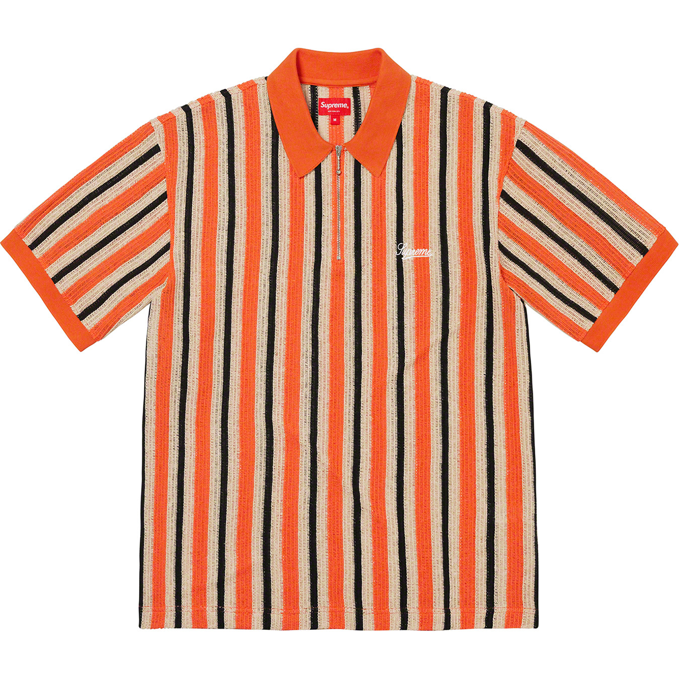 supreme Open Knit Stripe Zip Polo Mサイズ