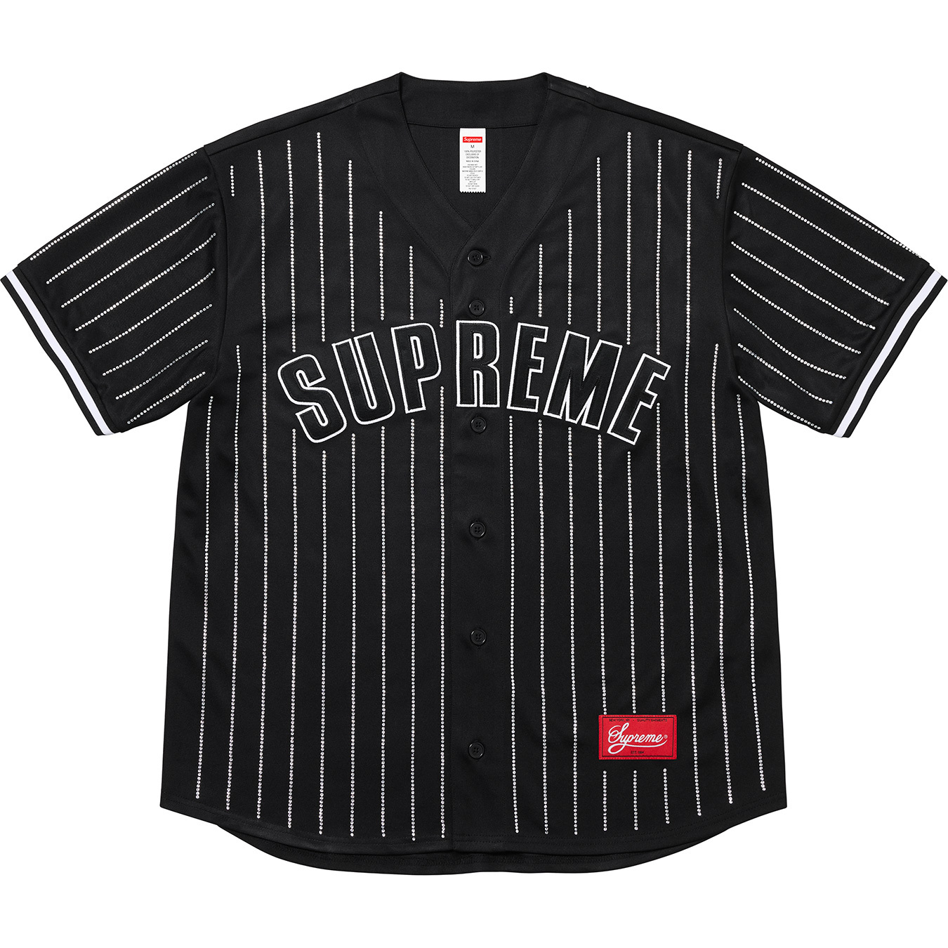 L)Supreme Rhinestoneストライプベースボールジャージ黒-eastgate.mk