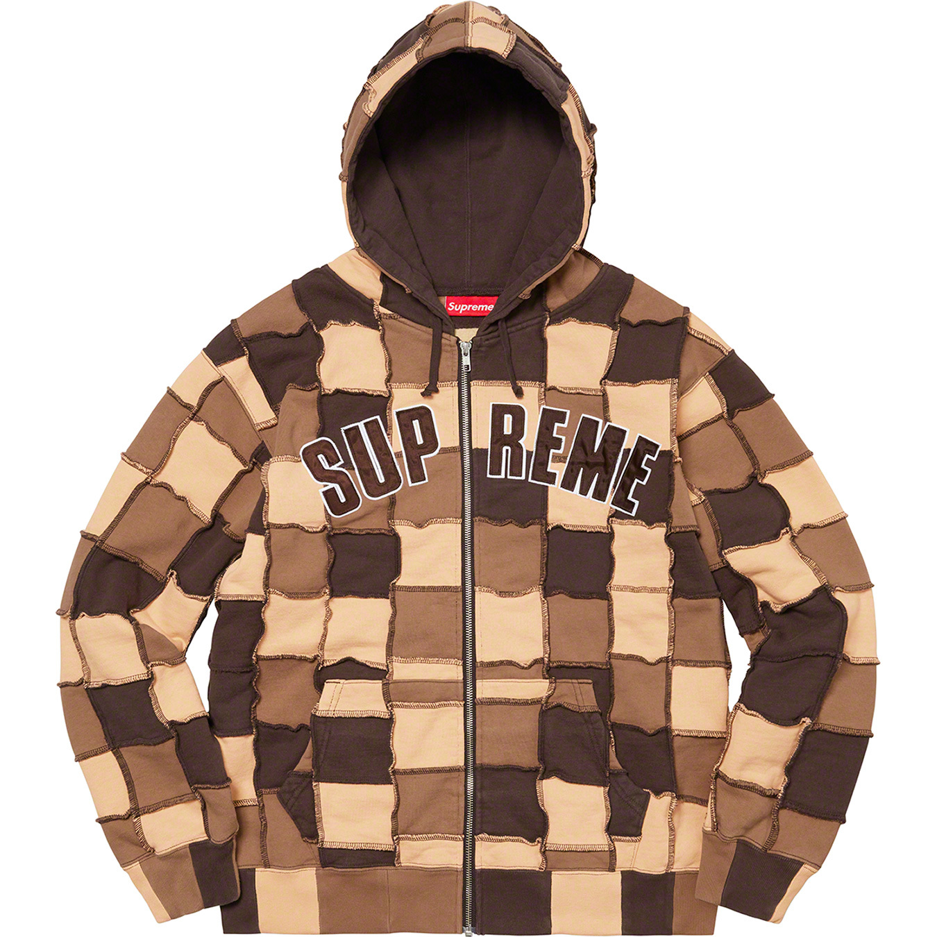 Reverse Patchwork Zip Up Hooded Sweatshirt | Supreme 22ss