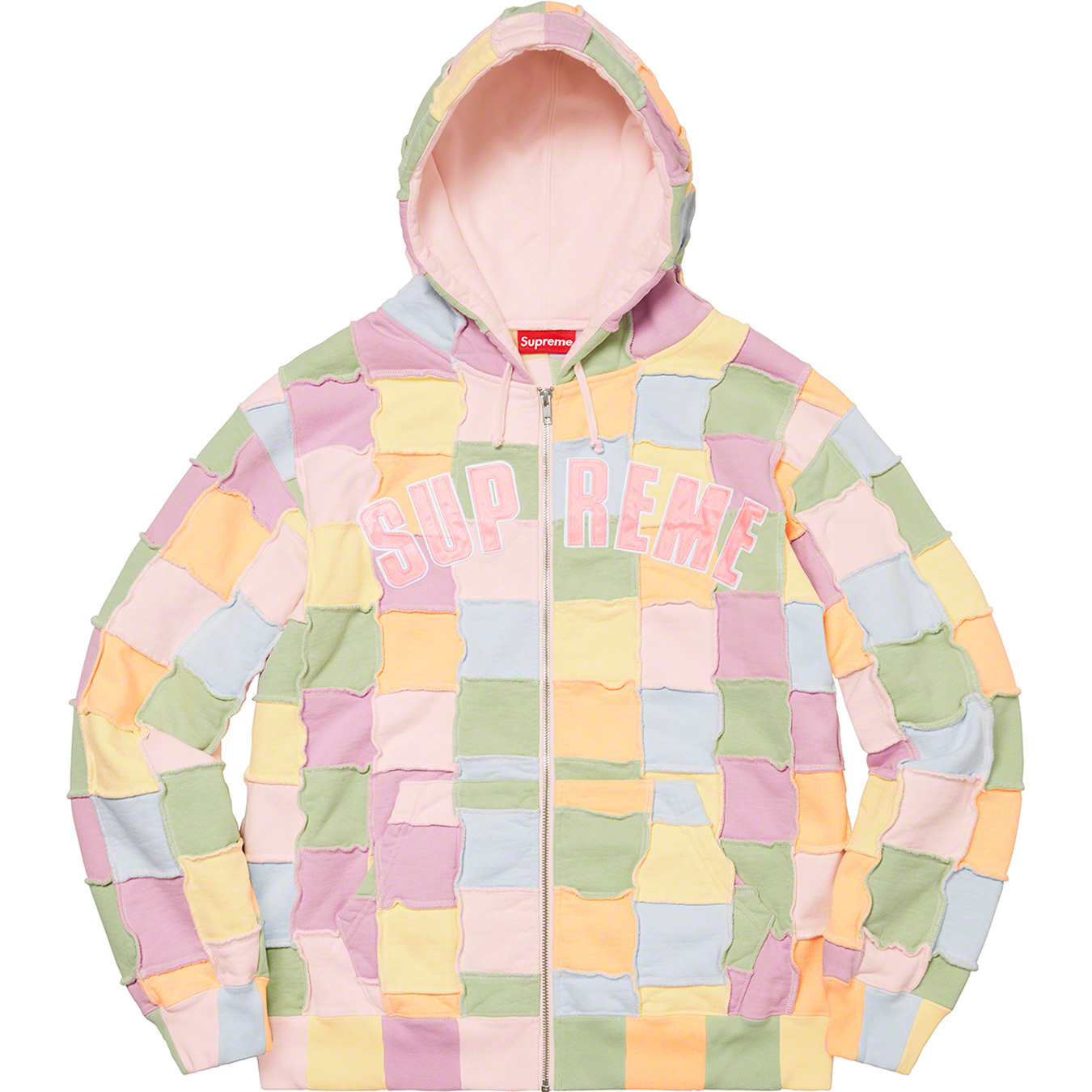 Reverse Patchwork Zip Up Hooded Sweatshirt | Supreme 22ss