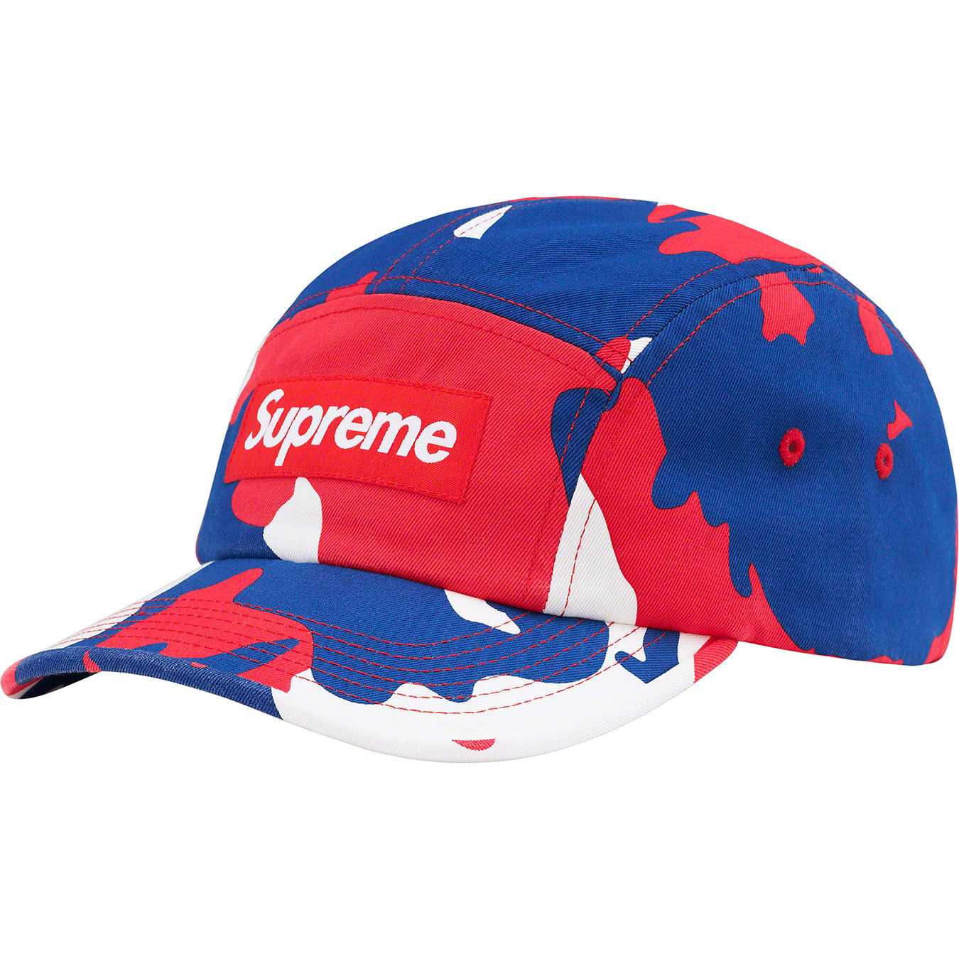 NWT Supreme Washed Twill Camo Box Logo Hat Red White Blue Camp DS