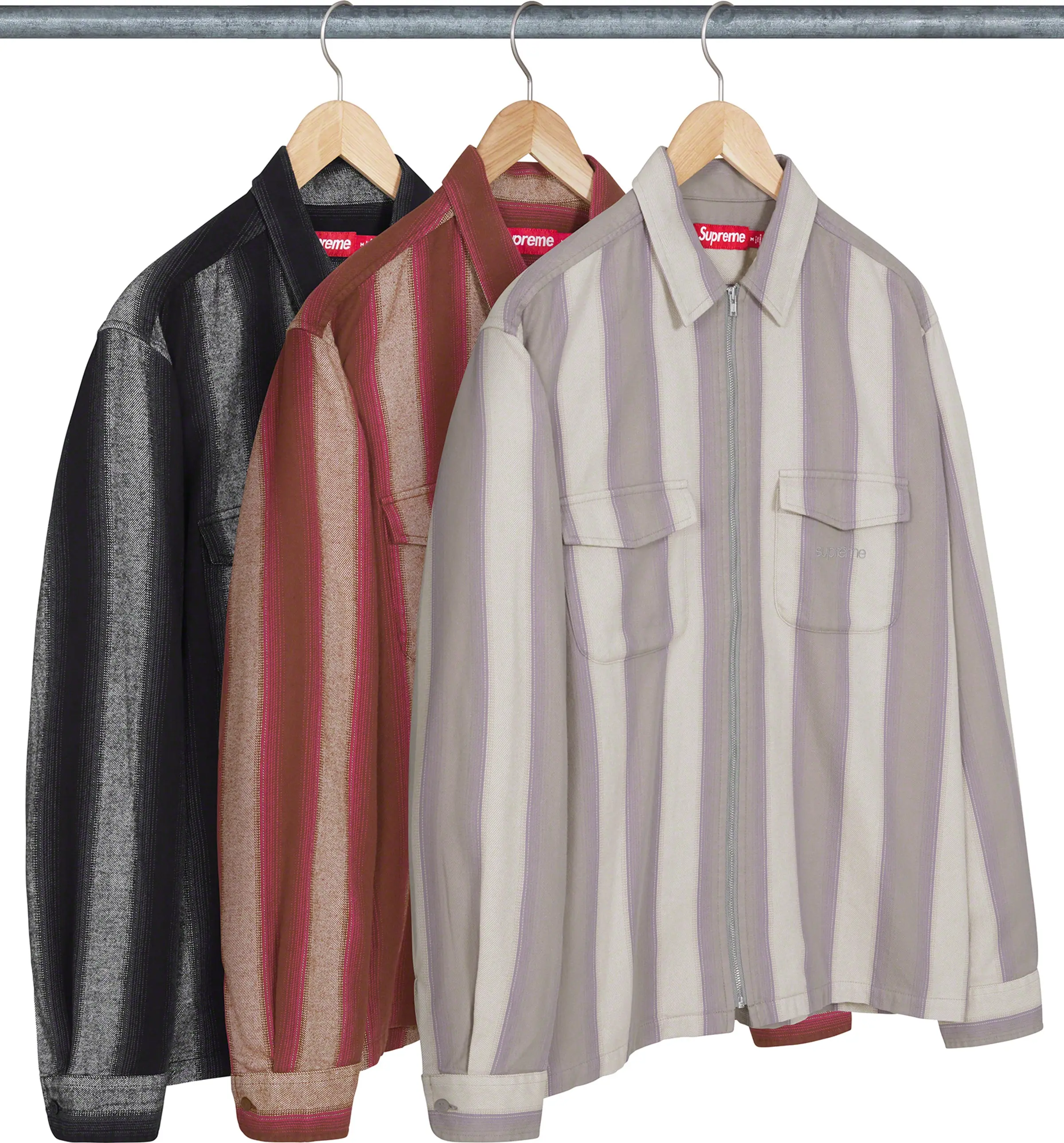 Supreme Stripe Flannel Zip Up Shirt