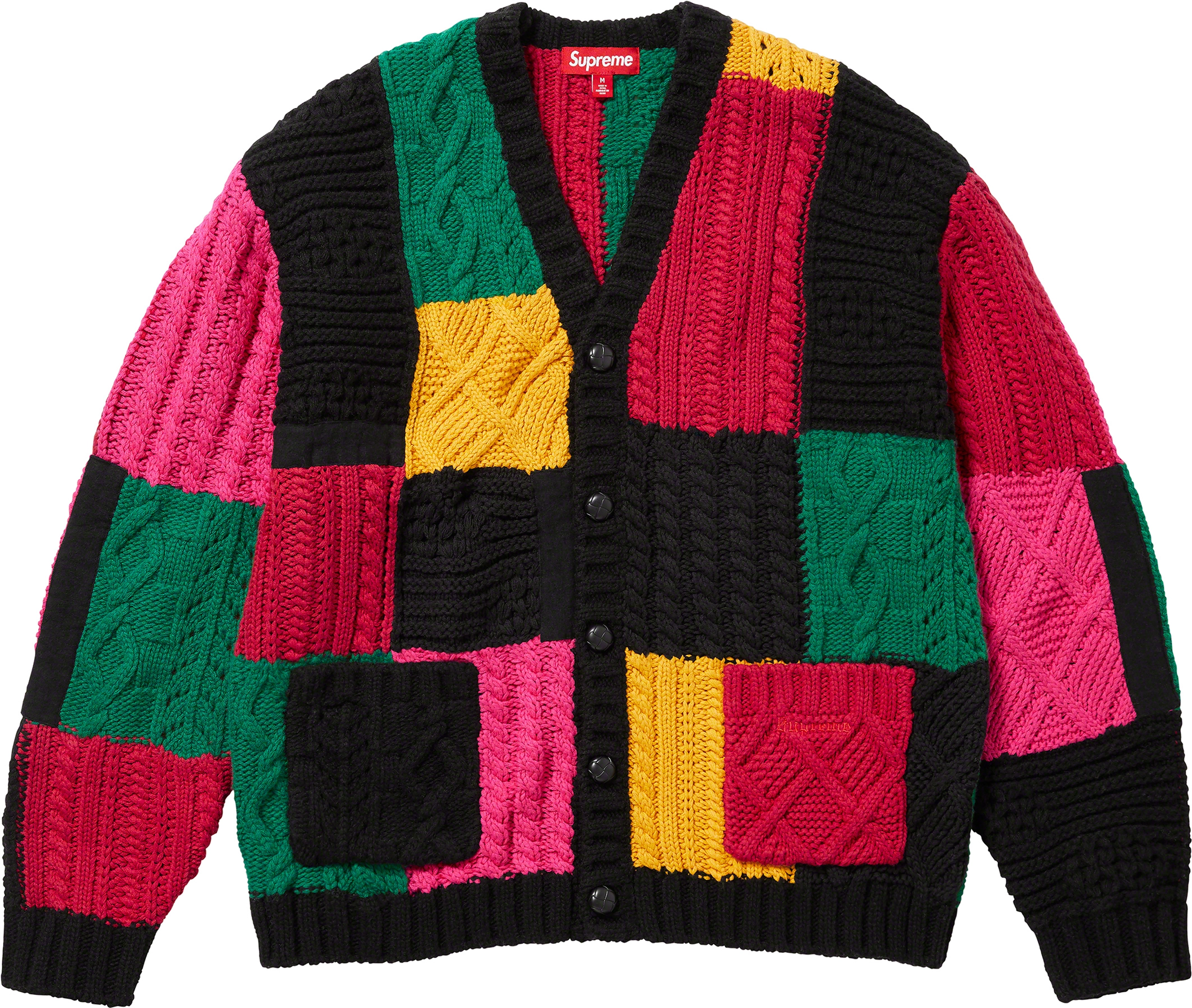 Supreme Patchwork Cable Knit Cardigan