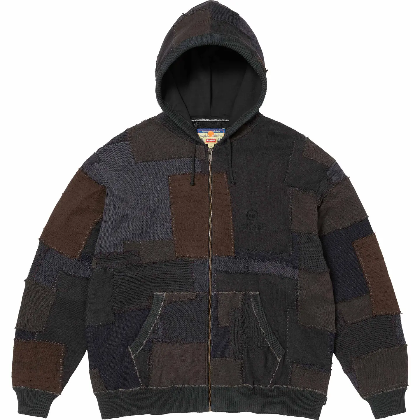 Supreme®/blackmeans Patchwork Zip Up Hooded Sweater | Supreme 23fw