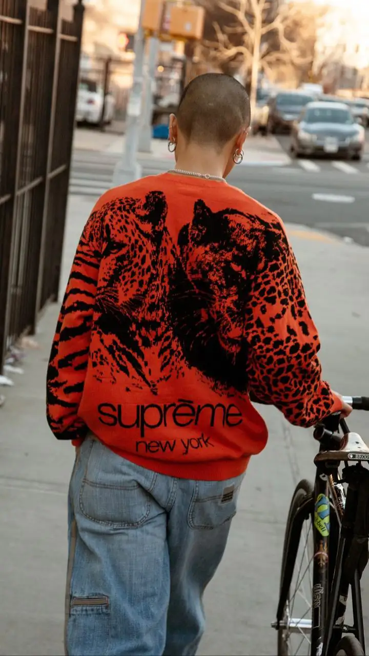 トップスXL Supreme Big Cats Jacquard L/S Top - ニット/セーター