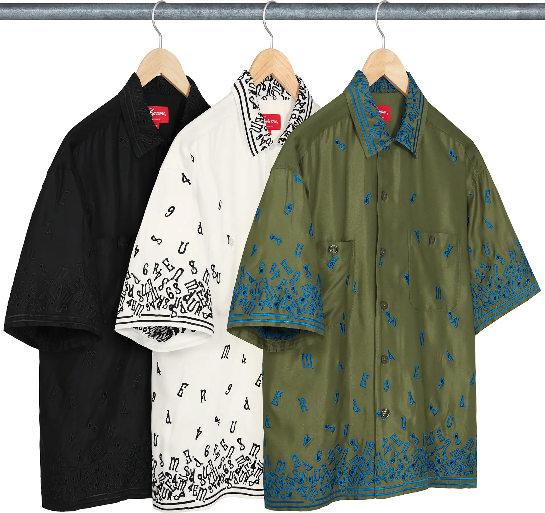 メール便可 2セットまで Lサイズ Nouveau Embroidered S/S Shirt 白