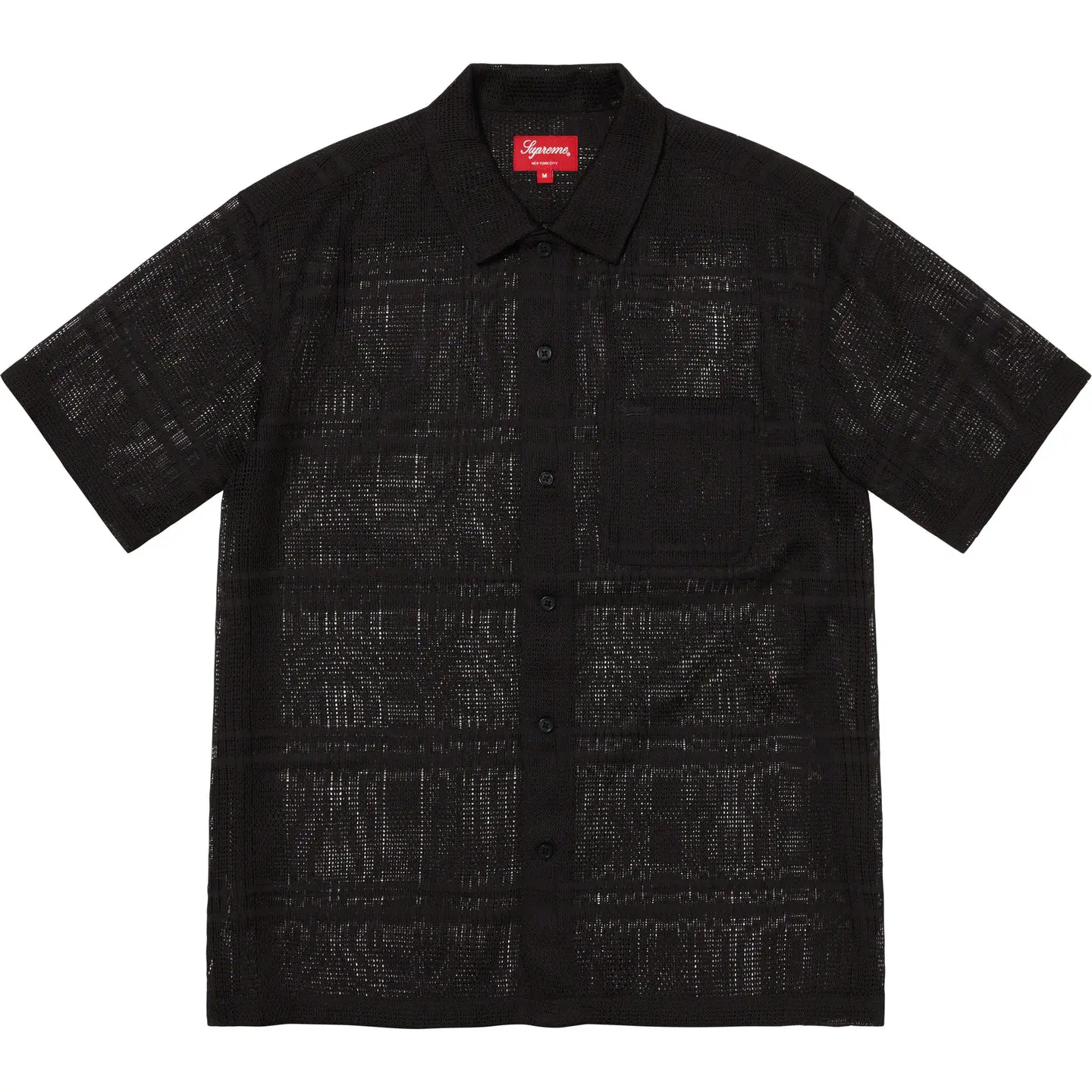 SUPREME シュプリーム 23SS Mesh Stripe S/S Shirt メッシュ ストライプ ポケット 半袖 シャツ ブラック