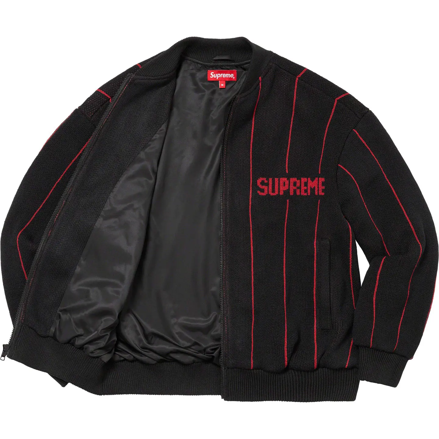 Pinstripe Varsity Zip Up Sweater | Supreme 23ss