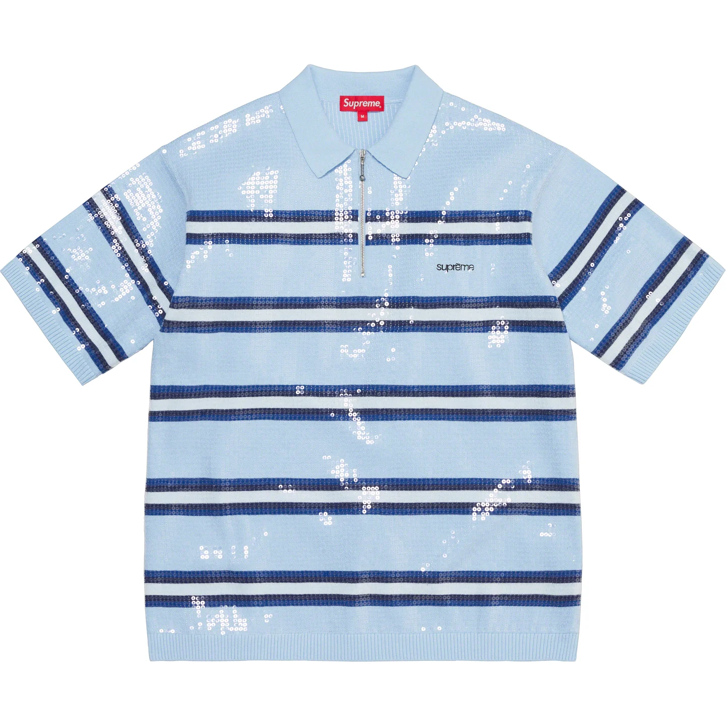 Sequin Stripe Zip Polo | Supreme 23ss