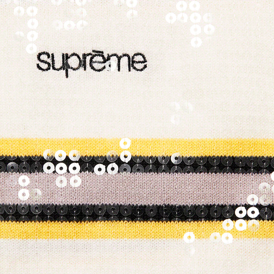 Supreme Sequin Stripe Zip Polo