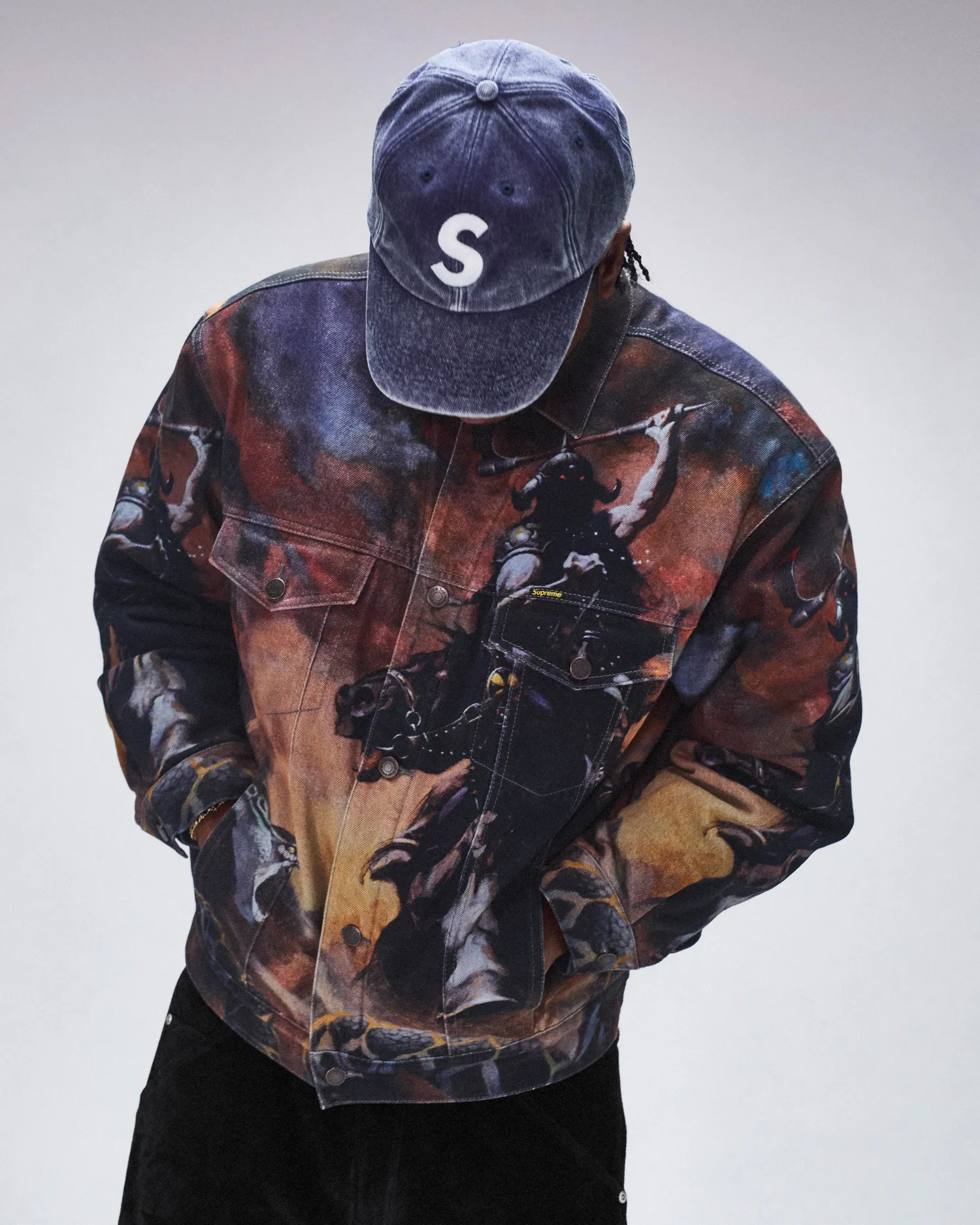 Supreme Frazetta Faux Shearling Lined Trucker Jacket