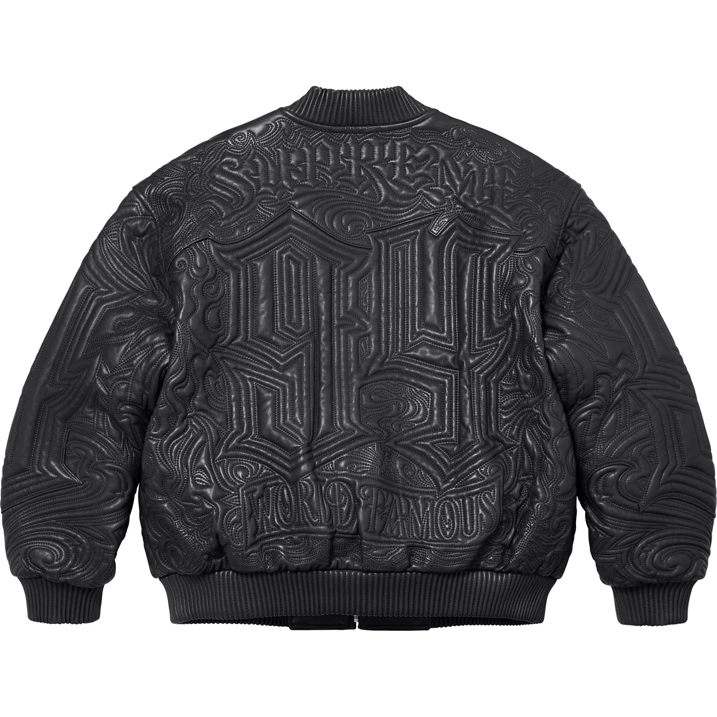 Supreme Mister Cartoon Embroidered Leather Jacket