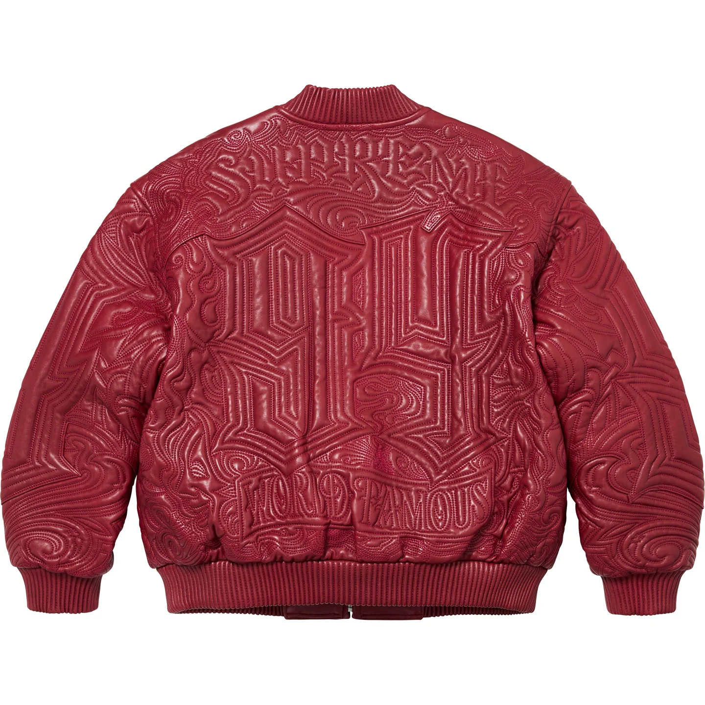 Supreme Mister Cartoon Embroidered Leather Jacket