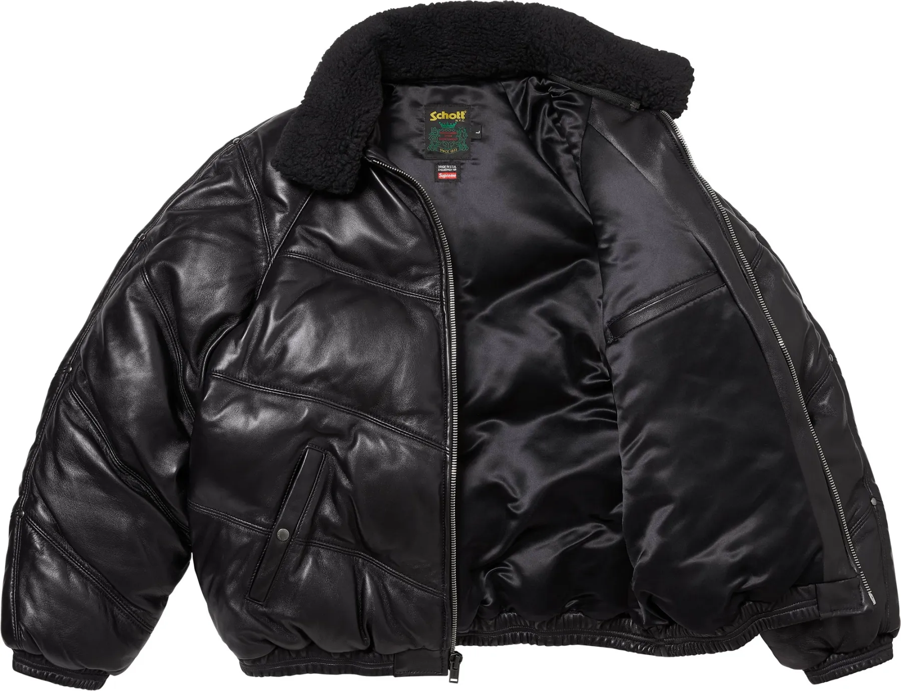 Supreme®/Schott® Chevron Leather Down Puffer Jacket