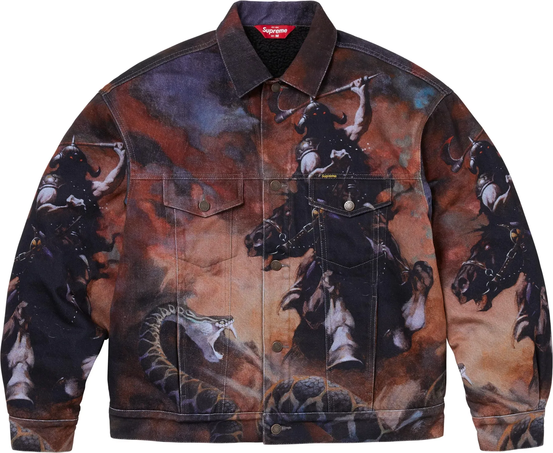 Supreme Frazetta Faux Shearling Lined Trucker Jacket