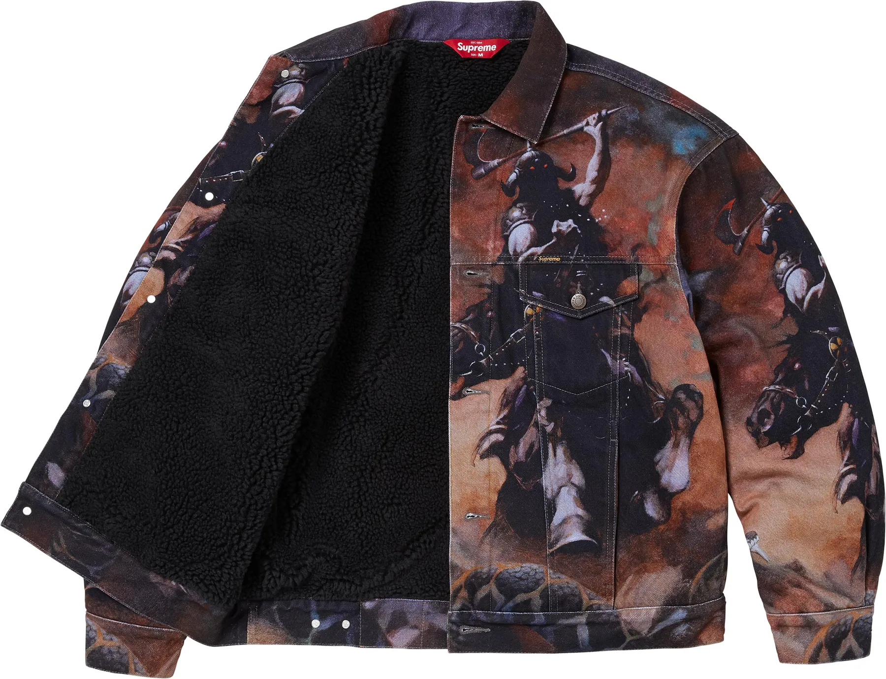 Supreme Frazetta Faux Shearling Lined Trucker Jacket