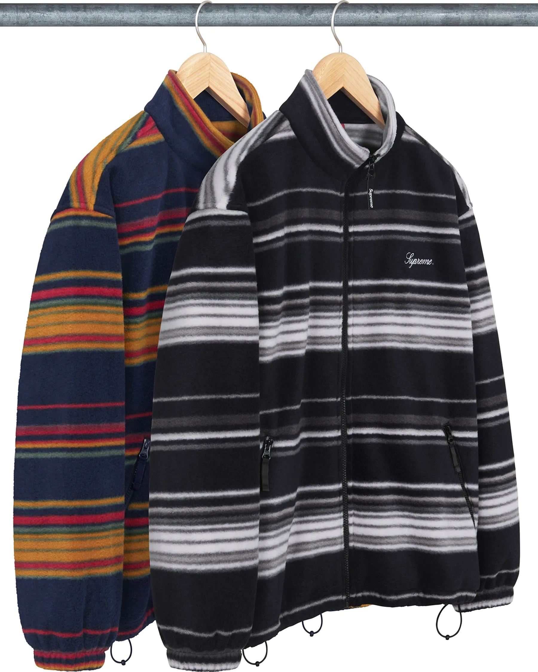 Supreme Stripe Zip Up Fleece Jacket