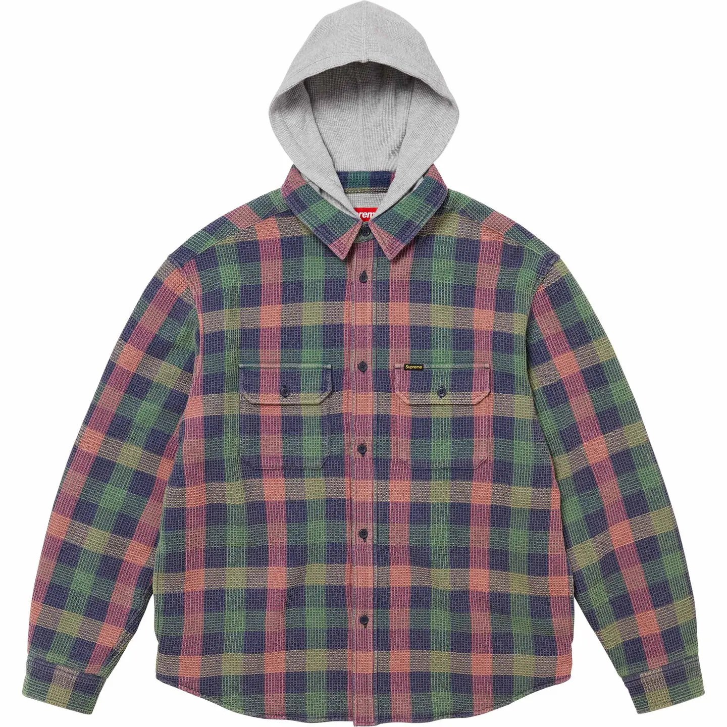 Supreme Waffle Plaid Hooded Shirt