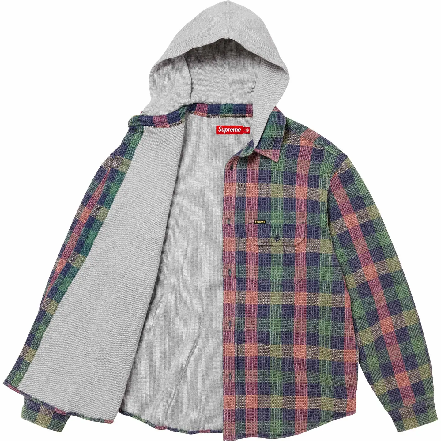 Supreme Waffle Plaid Hooded Shirt