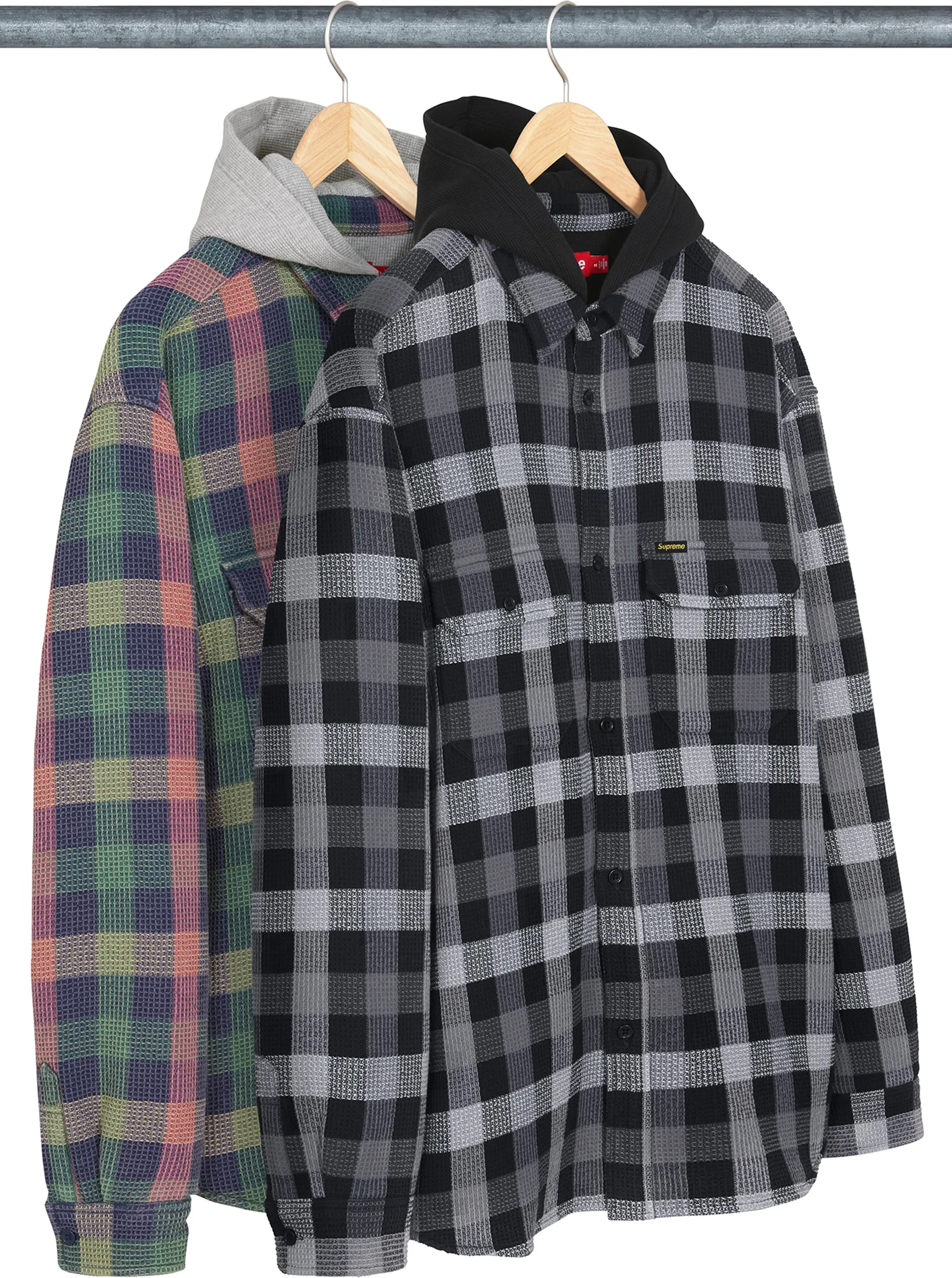 Supreme Waffle Plaid Hooded Shirt