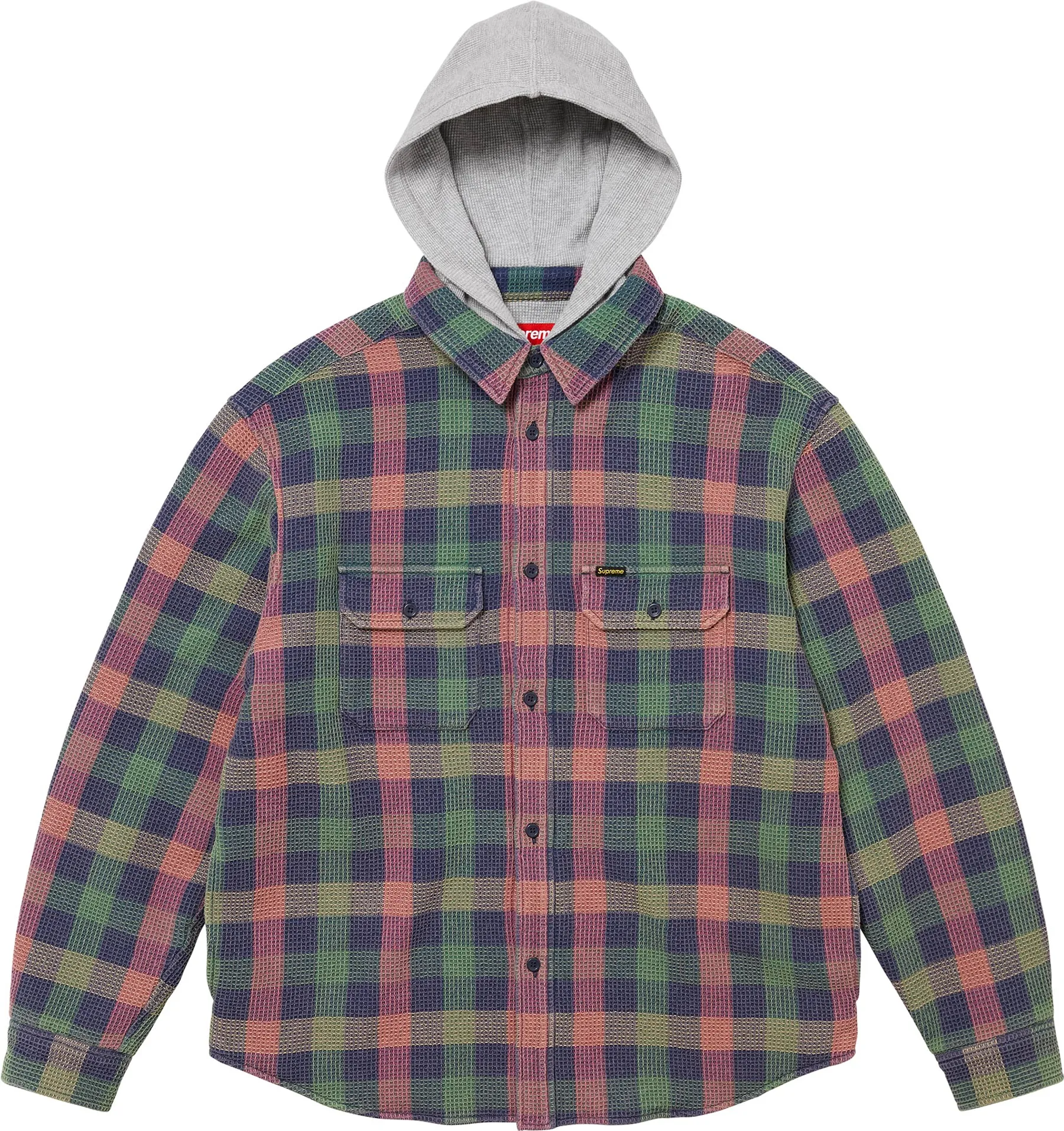 Supreme Waffle Plaid Hooded Shirt