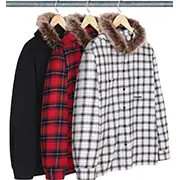 Supreme Fur Trim Flannel Hooded Shirt