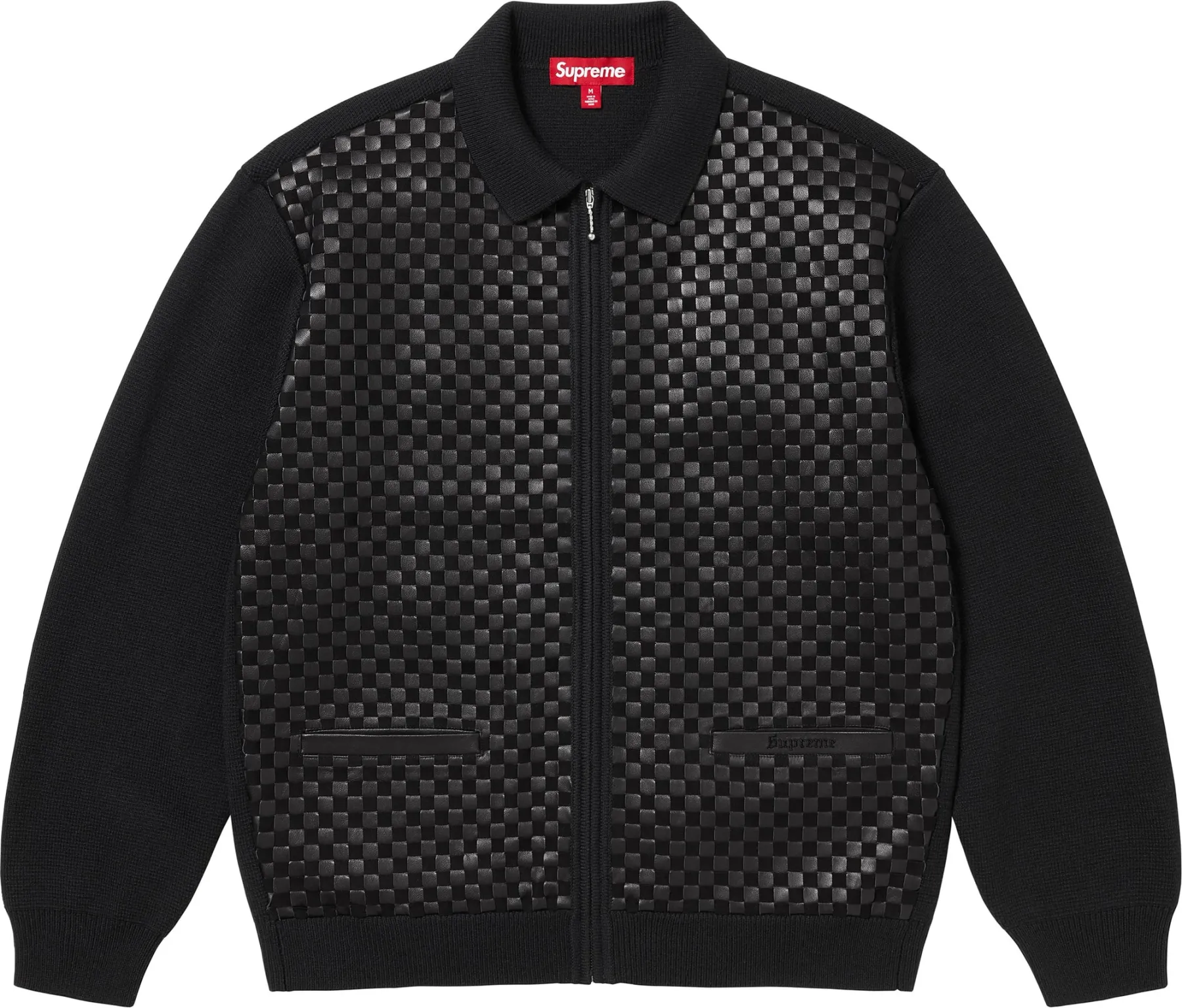 Supreme Woven Leather Zip Up Cardigan