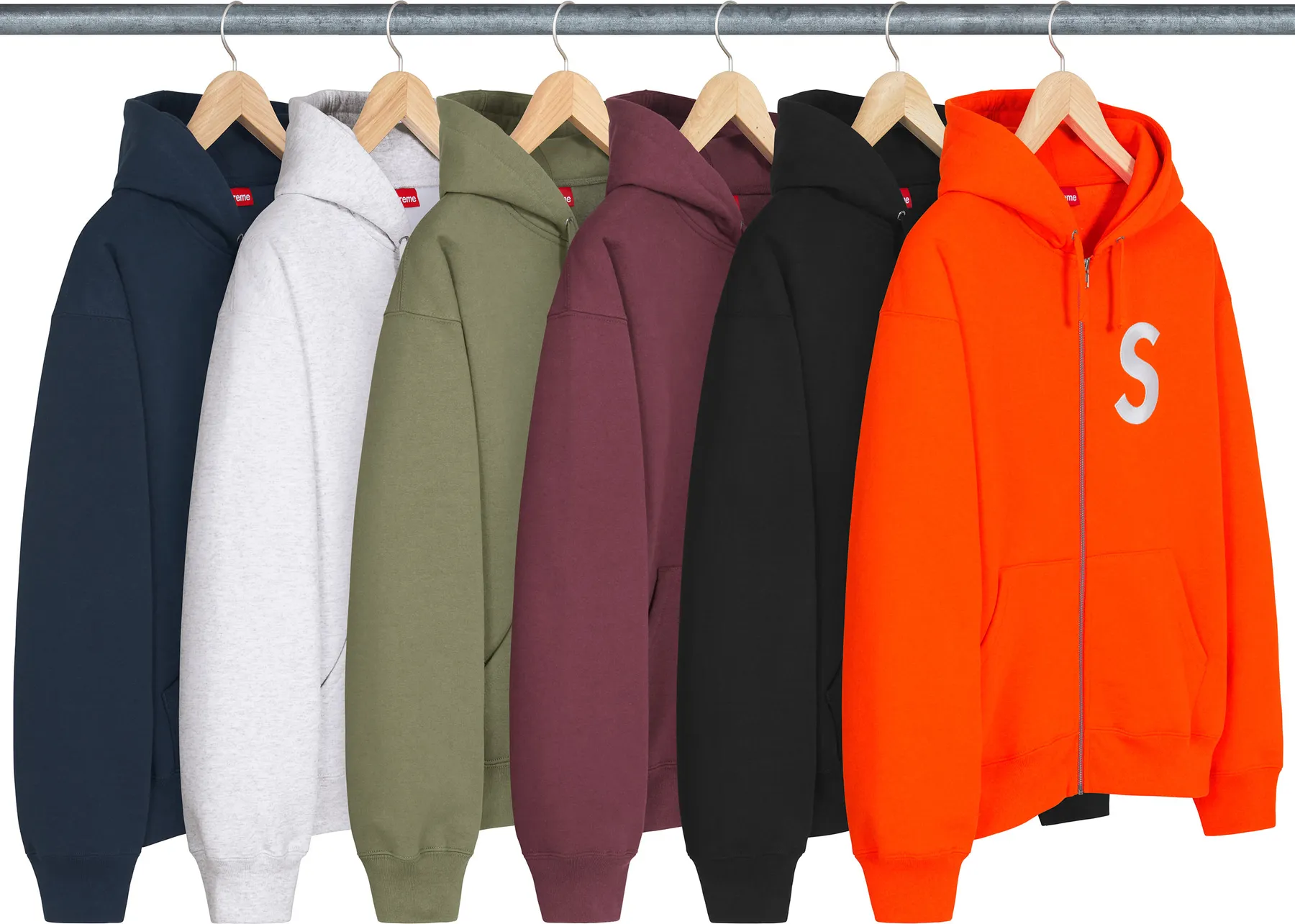 Supreme S Logo Zip Up Hooded Sweatshirt