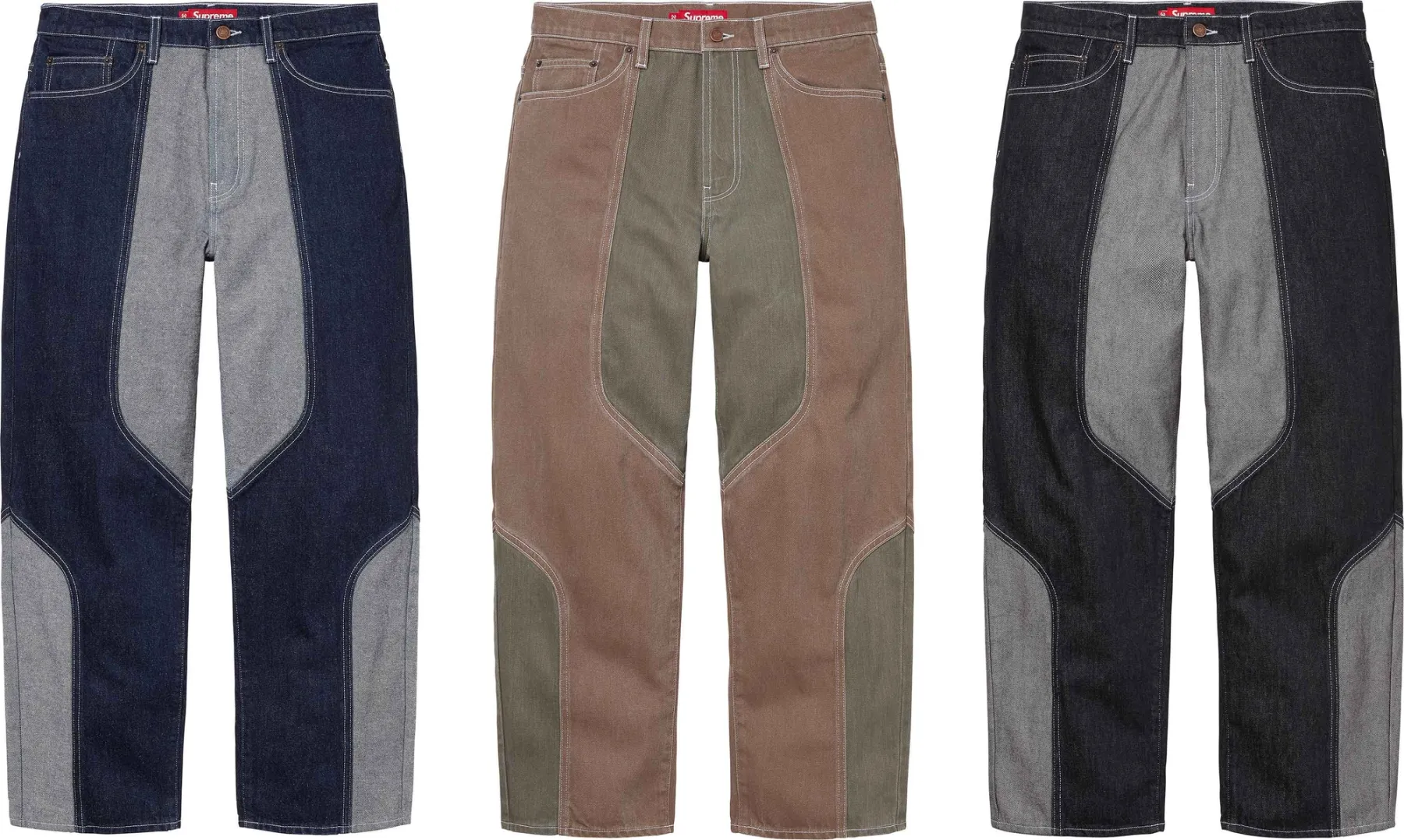 Supreme 2-Tone Paneled Baggy Jean