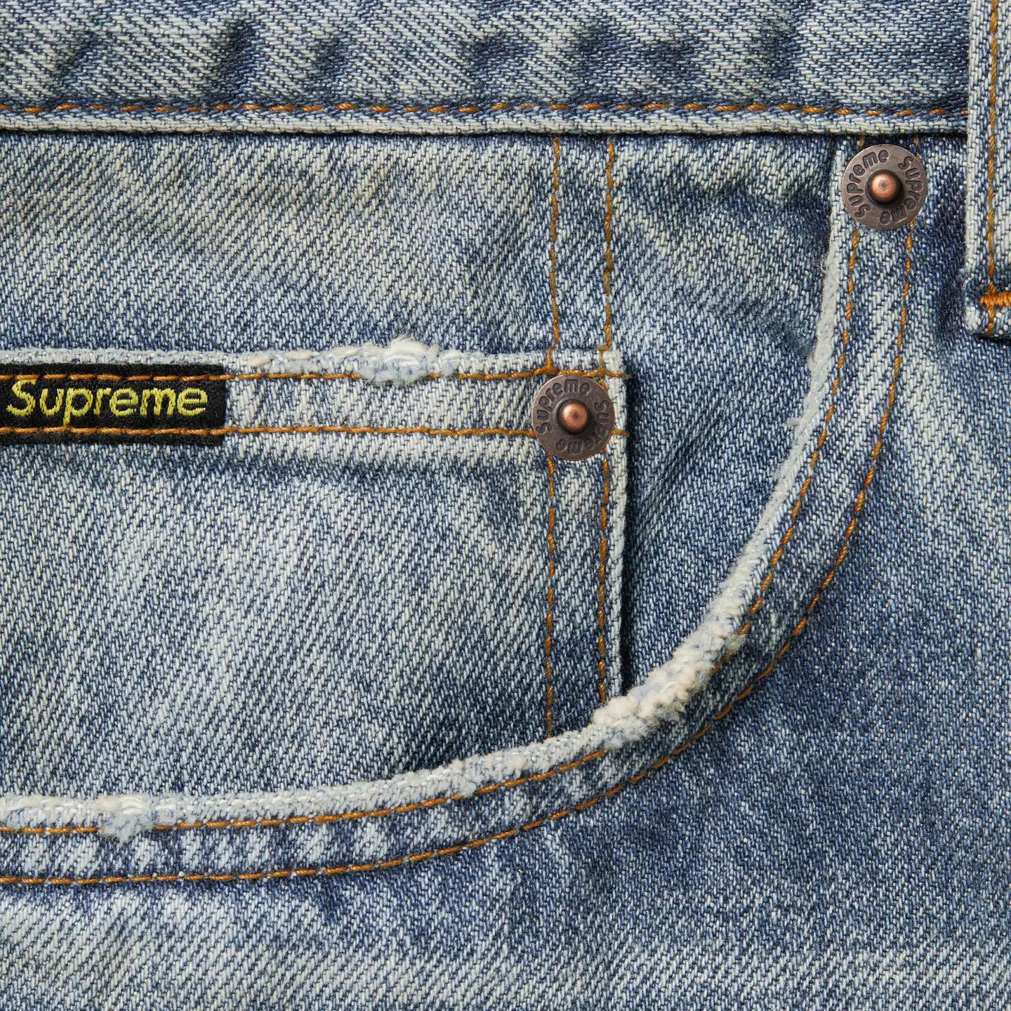 Supreme Distressed Loose Fit Selvedge Jean