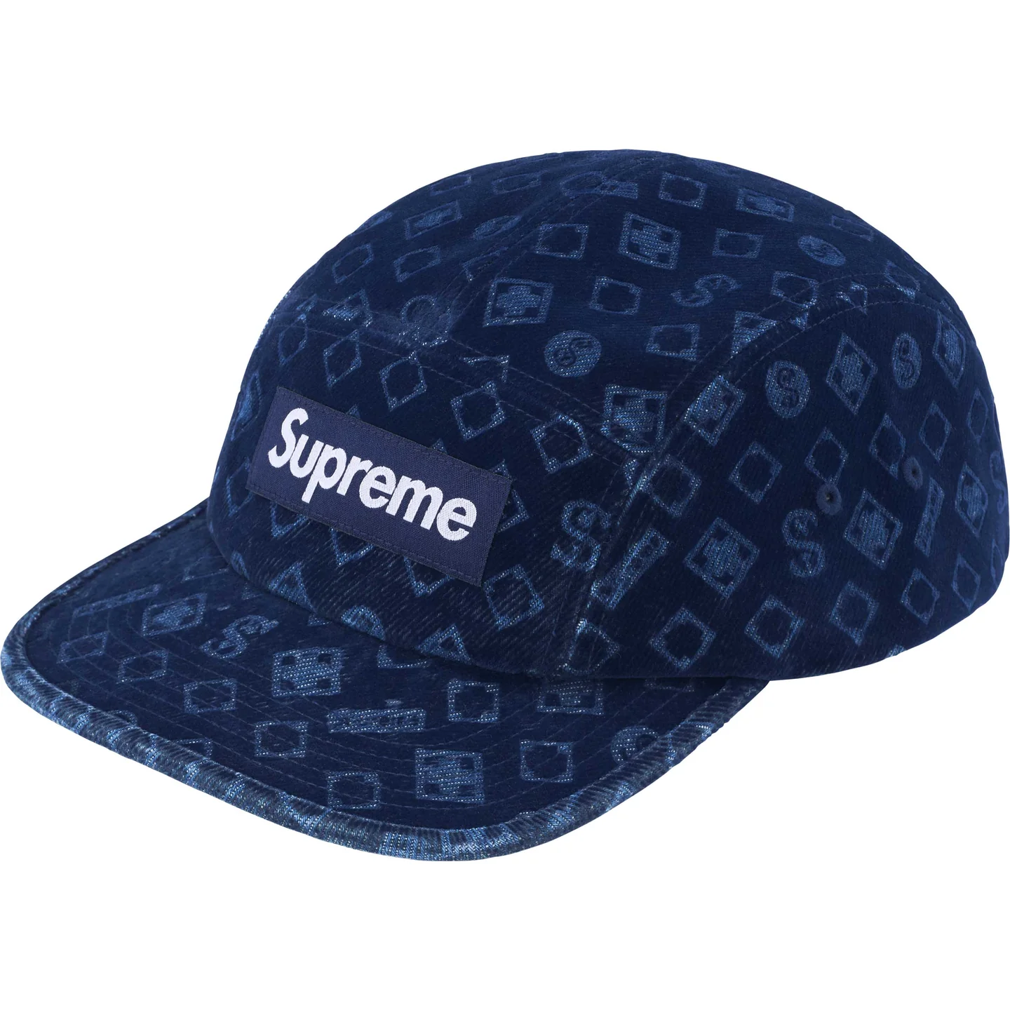 Supreme Flocked Denim Camp Cap