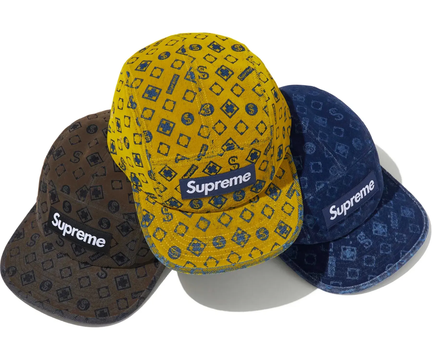 Supreme Flocked Denim Camp Cap