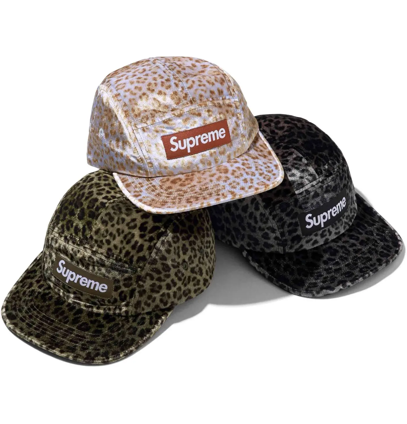Supreme Leopard Velvet Camp Cap