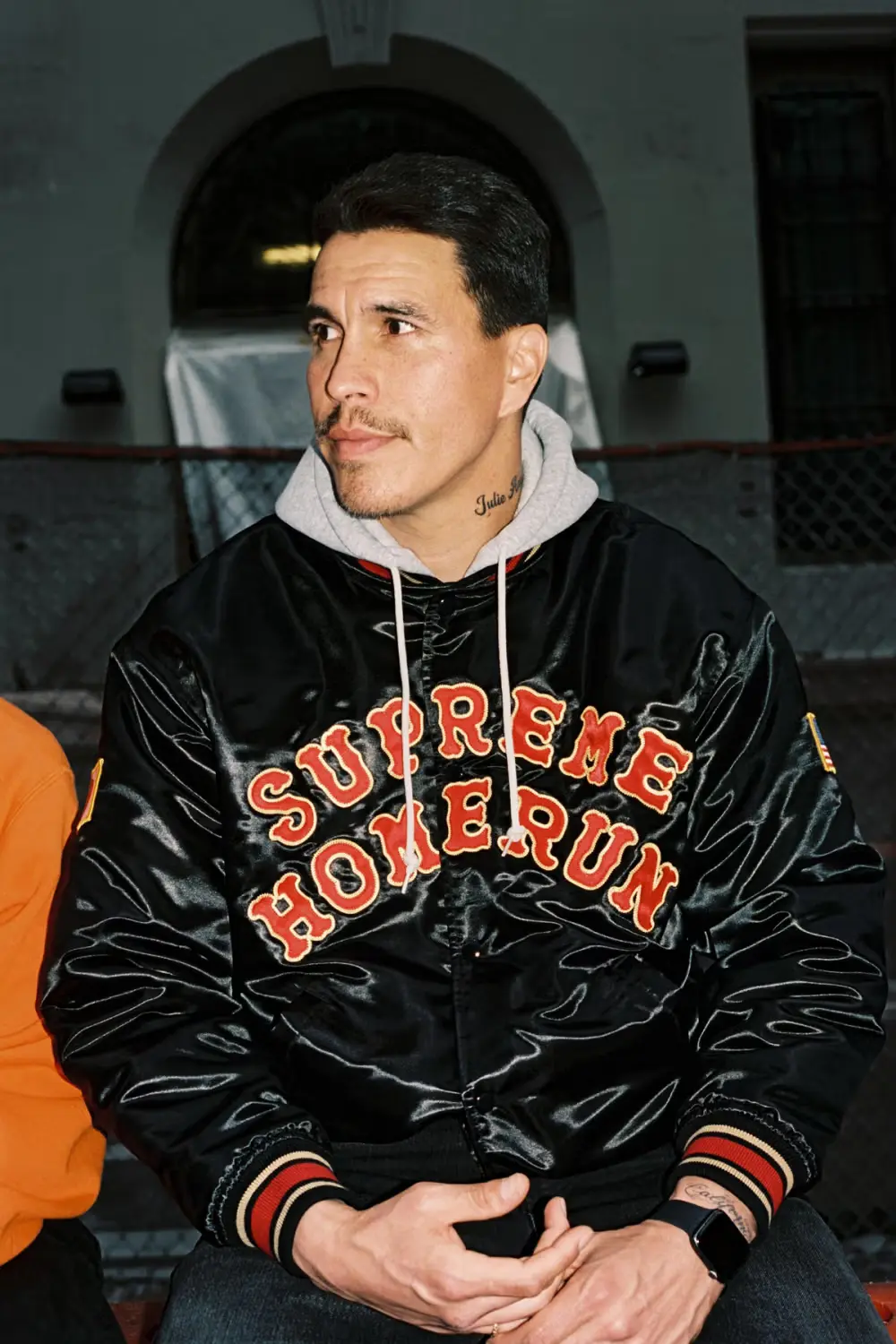 Supreme Supreme Supreme®/Homerun Satin Hooded Varsity Jacket