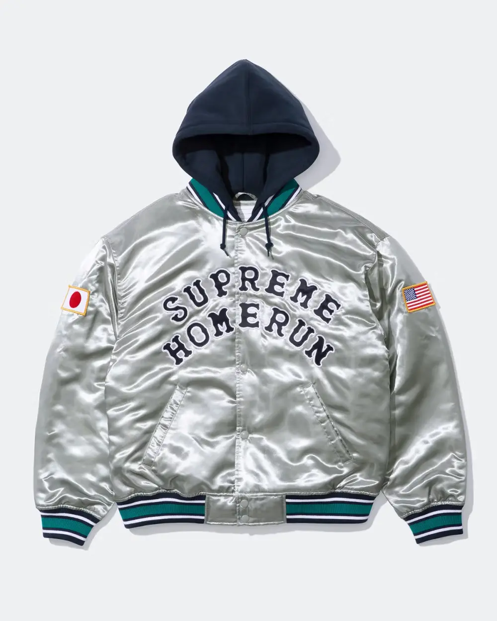 Supreme Supreme Supreme®/Homerun Satin Hooded Varsity Jacket