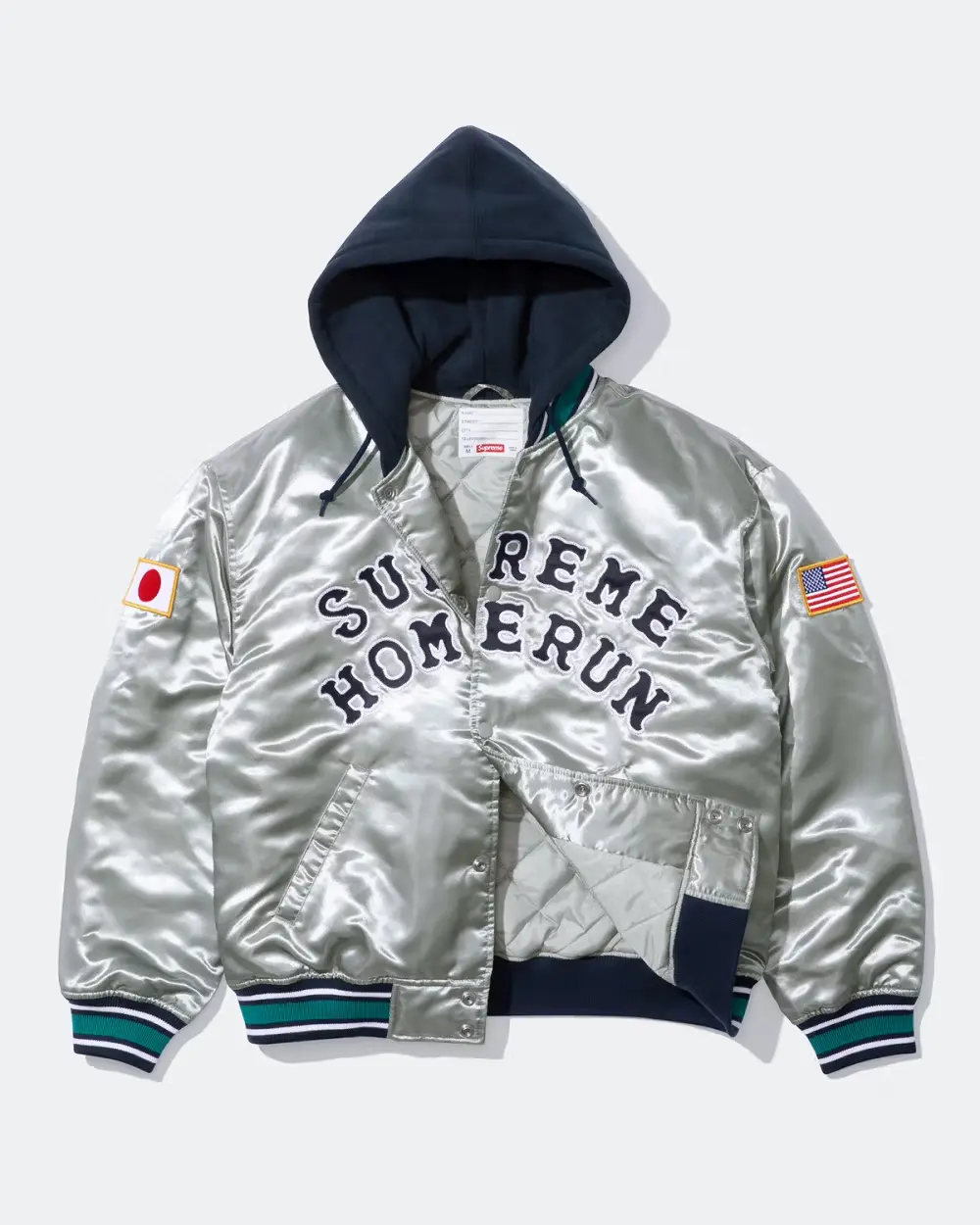 Supreme Supreme Supreme®/Homerun Satin Hooded Varsity Jacket