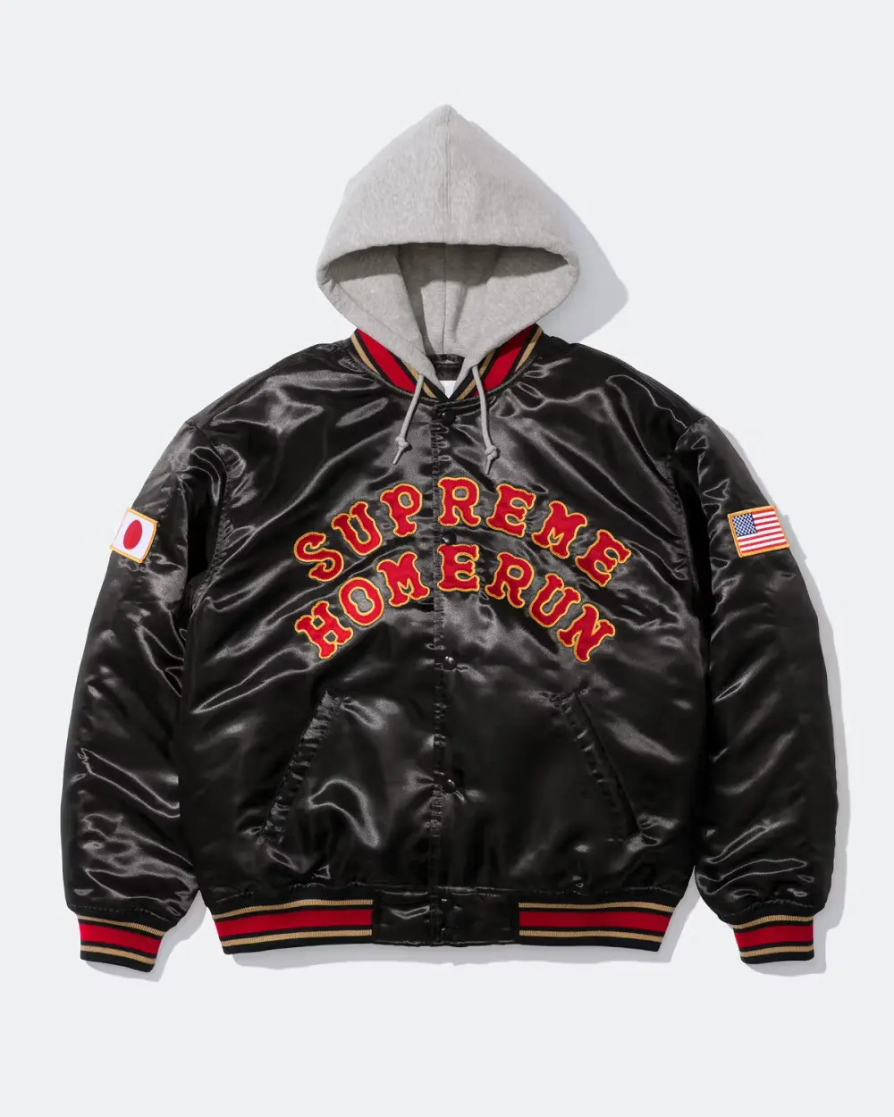 Supreme Supreme Supreme®/Homerun Satin Hooded Varsity Jacket