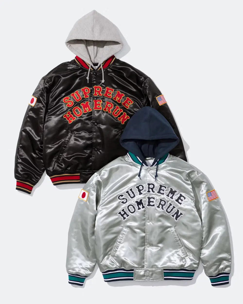 Supreme Supreme Supreme®/Homerun Satin Hooded Varsity Jacket