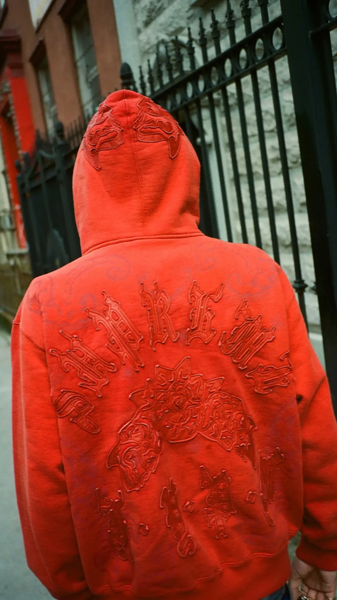 Supreme Supreme Leather Appliqué Zip Up Hooded Sweatshirt