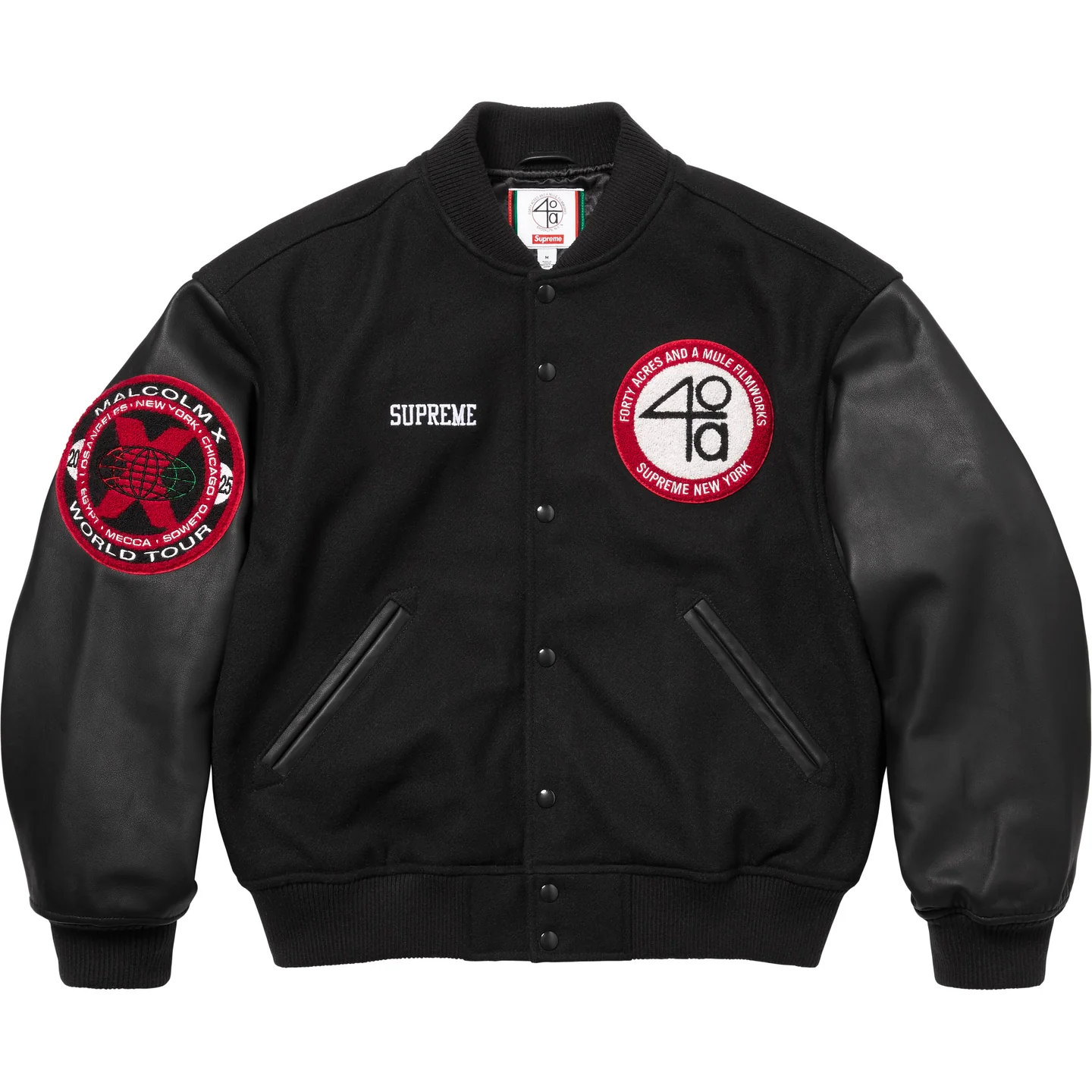 Supreme Supreme Supreme/40 Acres Malcolm X Varsity Jacket