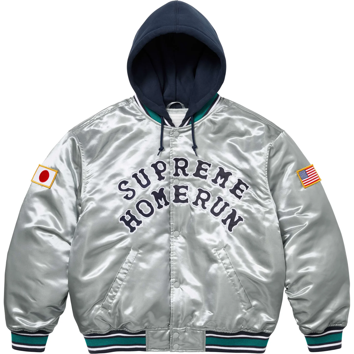 Supreme Supreme Supreme®/Homerun Satin Hooded Varsity Jacket