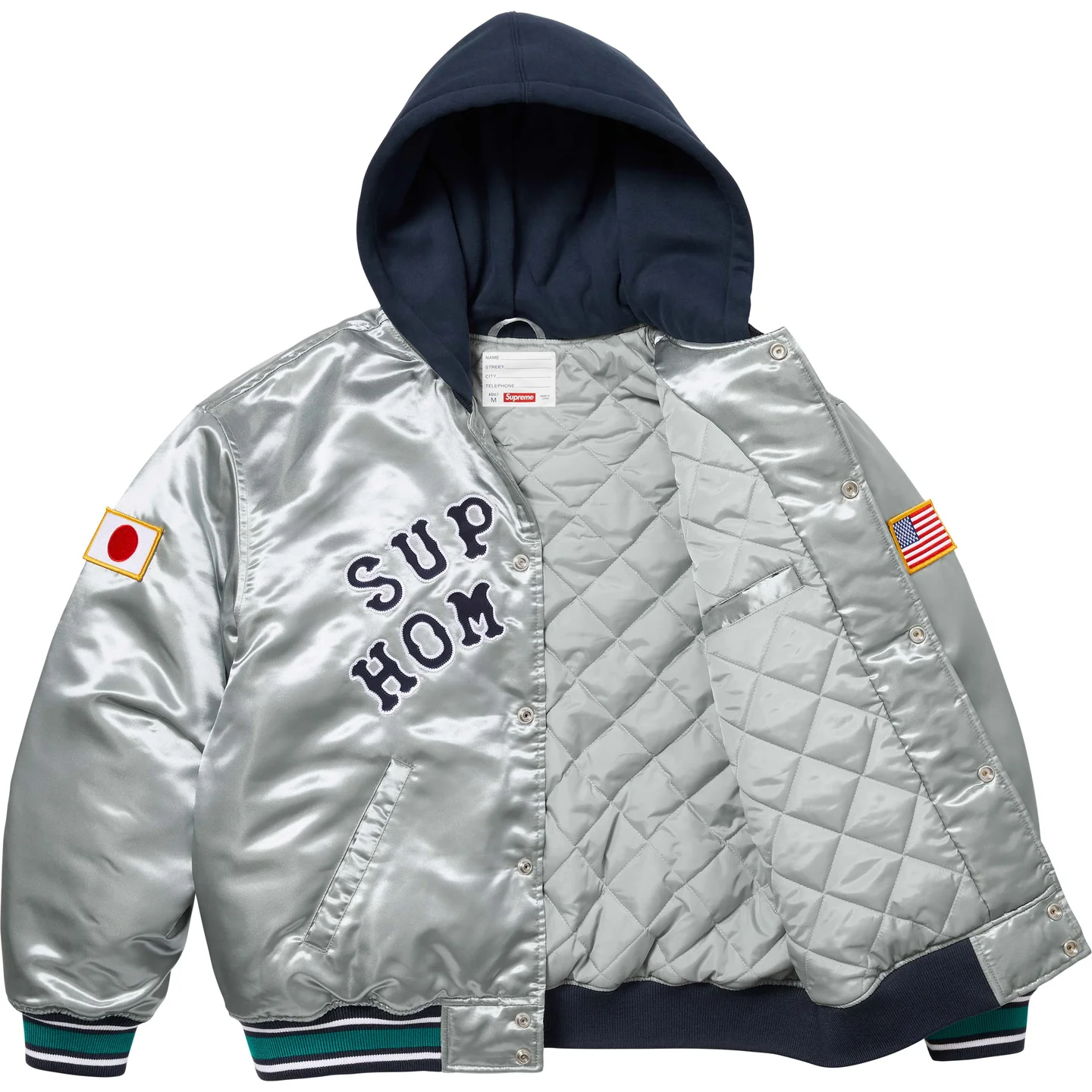 Supreme Supreme Supreme®/Homerun Satin Hooded Varsity Jacket