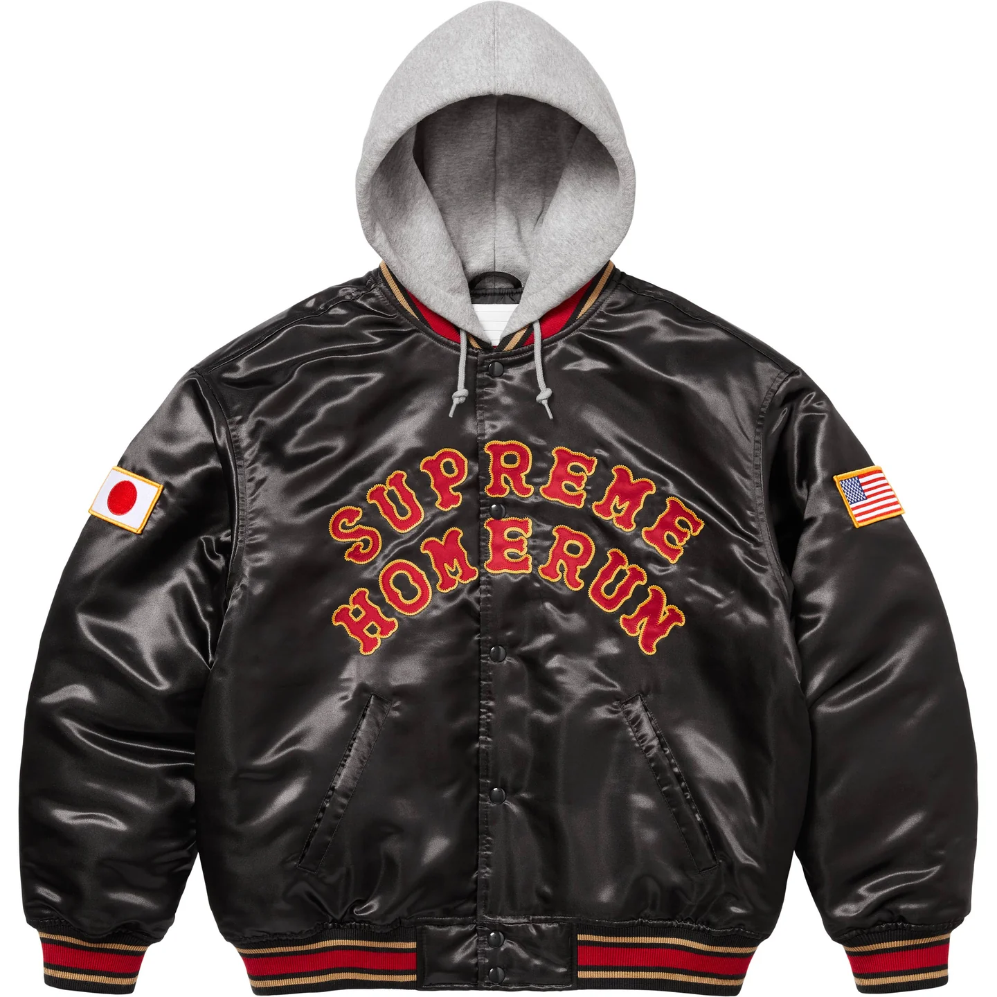Supreme Supreme Supreme®/Homerun Satin Hooded Varsity Jacket