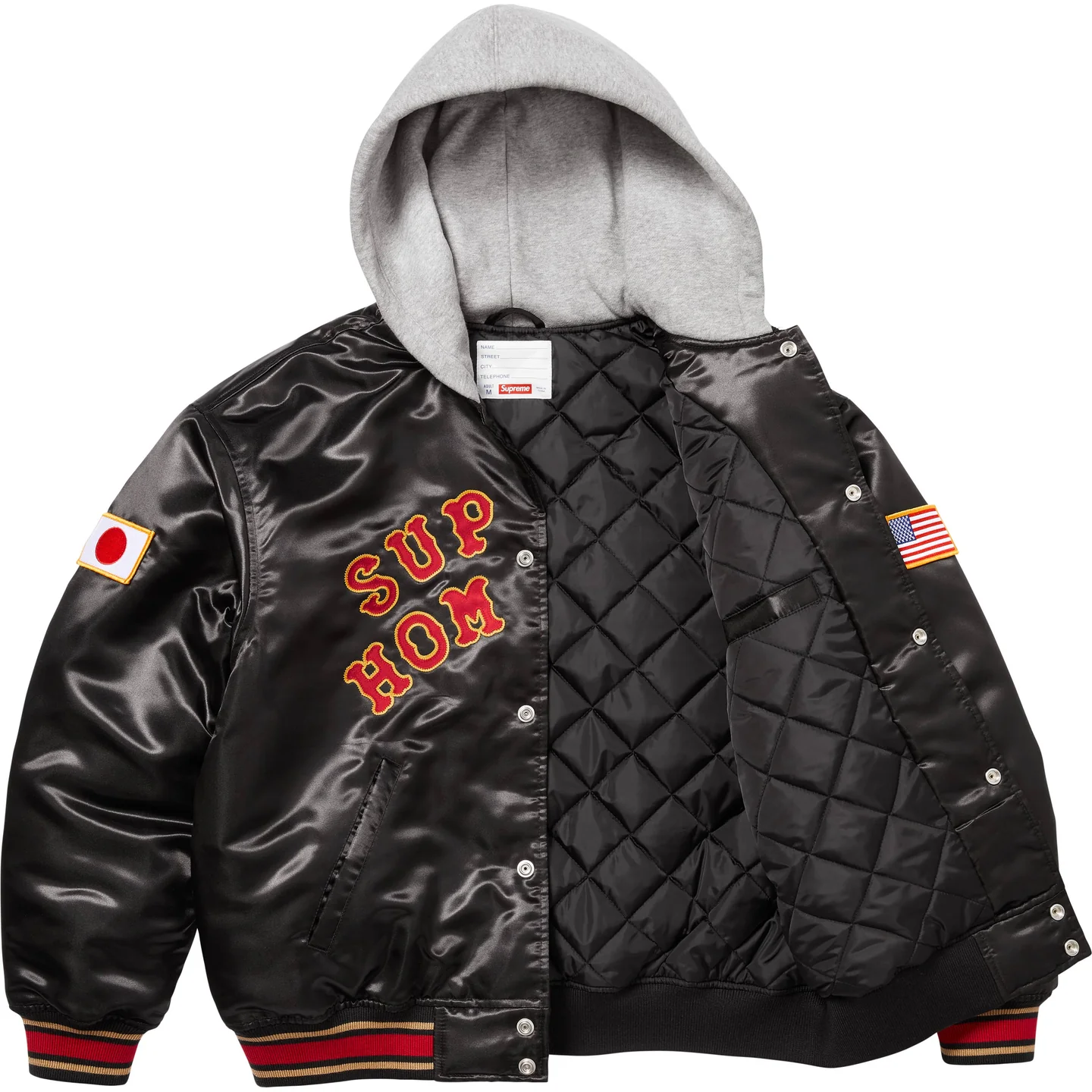 Supreme Supreme Supreme®/Homerun Satin Hooded Varsity Jacket