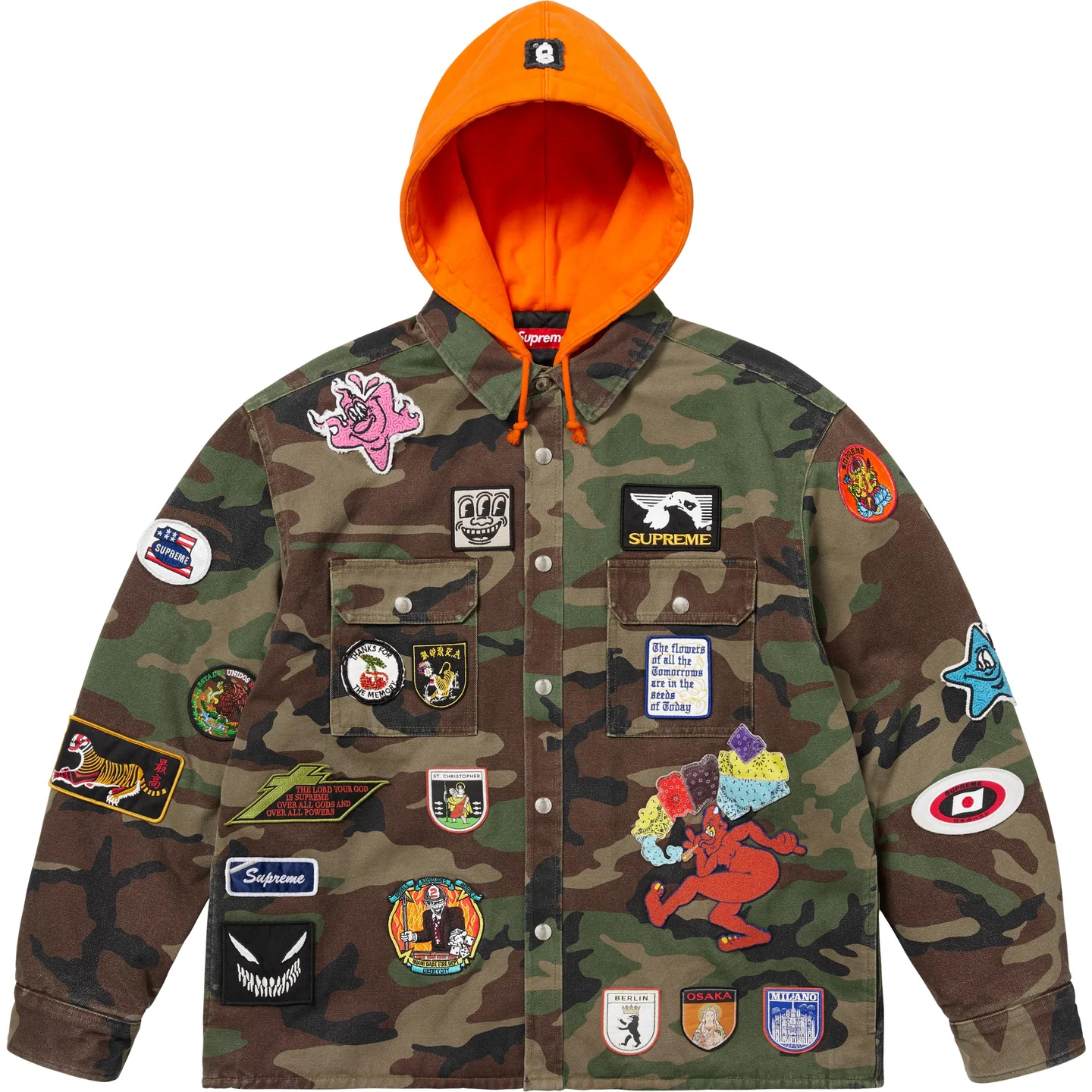 Supreme Supreme Patches Hooded Zip Up Shirt